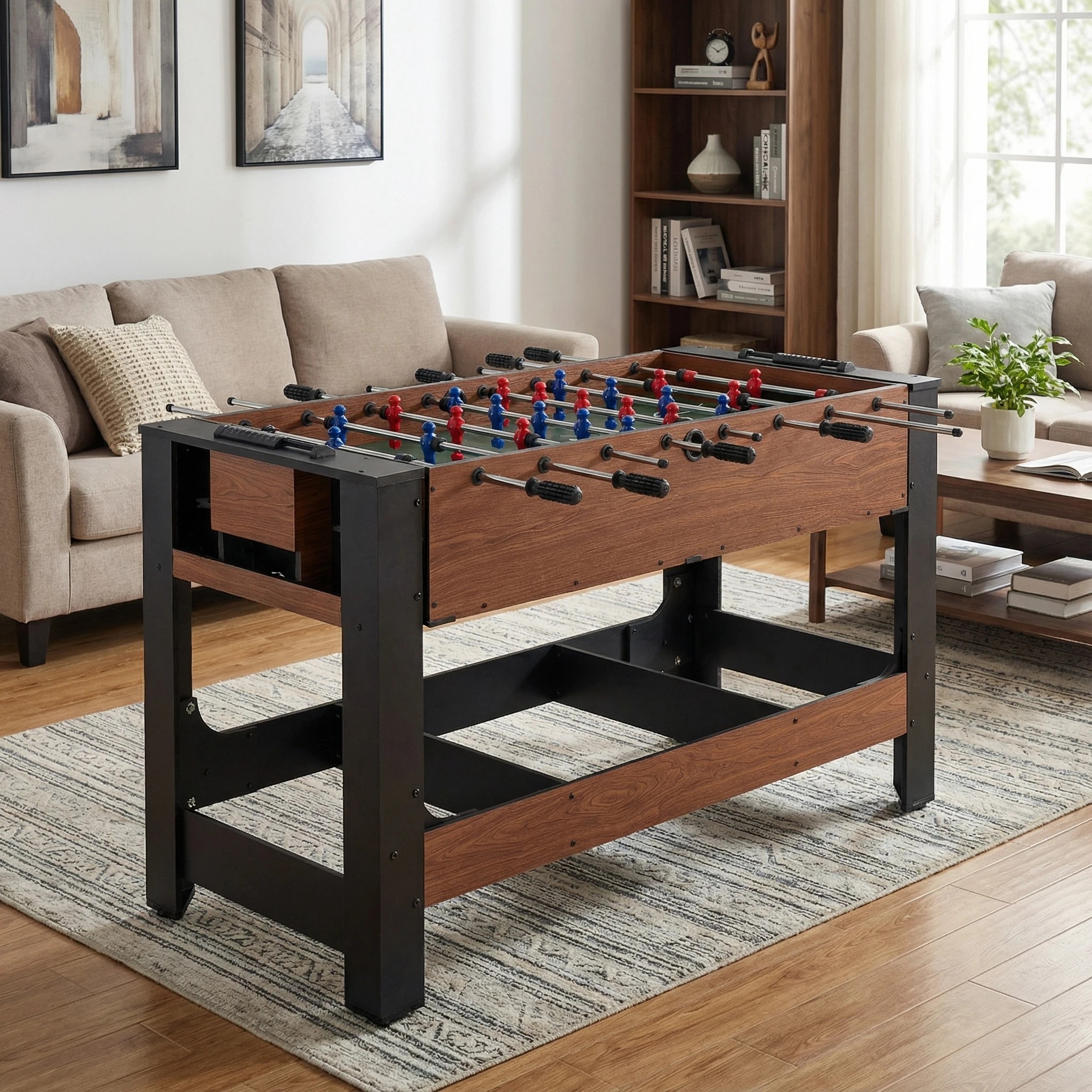 2 Costway Swivel Game Table 2 in 1 Foosball & Pool Combo Rotating Arcade Table Metal Frame, 2 of 3