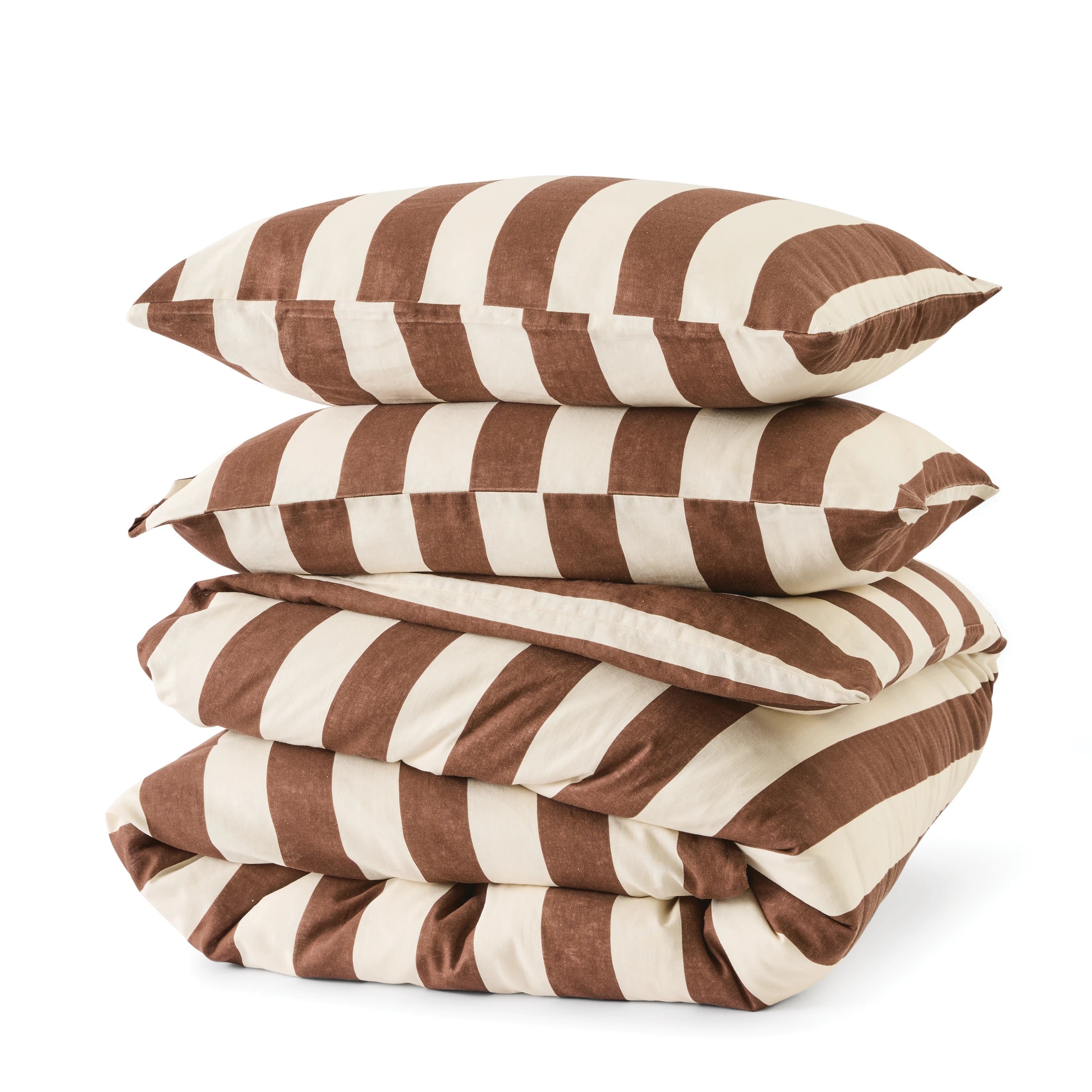 5 Stripe Linen Cotton Quilt Cover Set - King Bed, Chocolate, 5 of 7