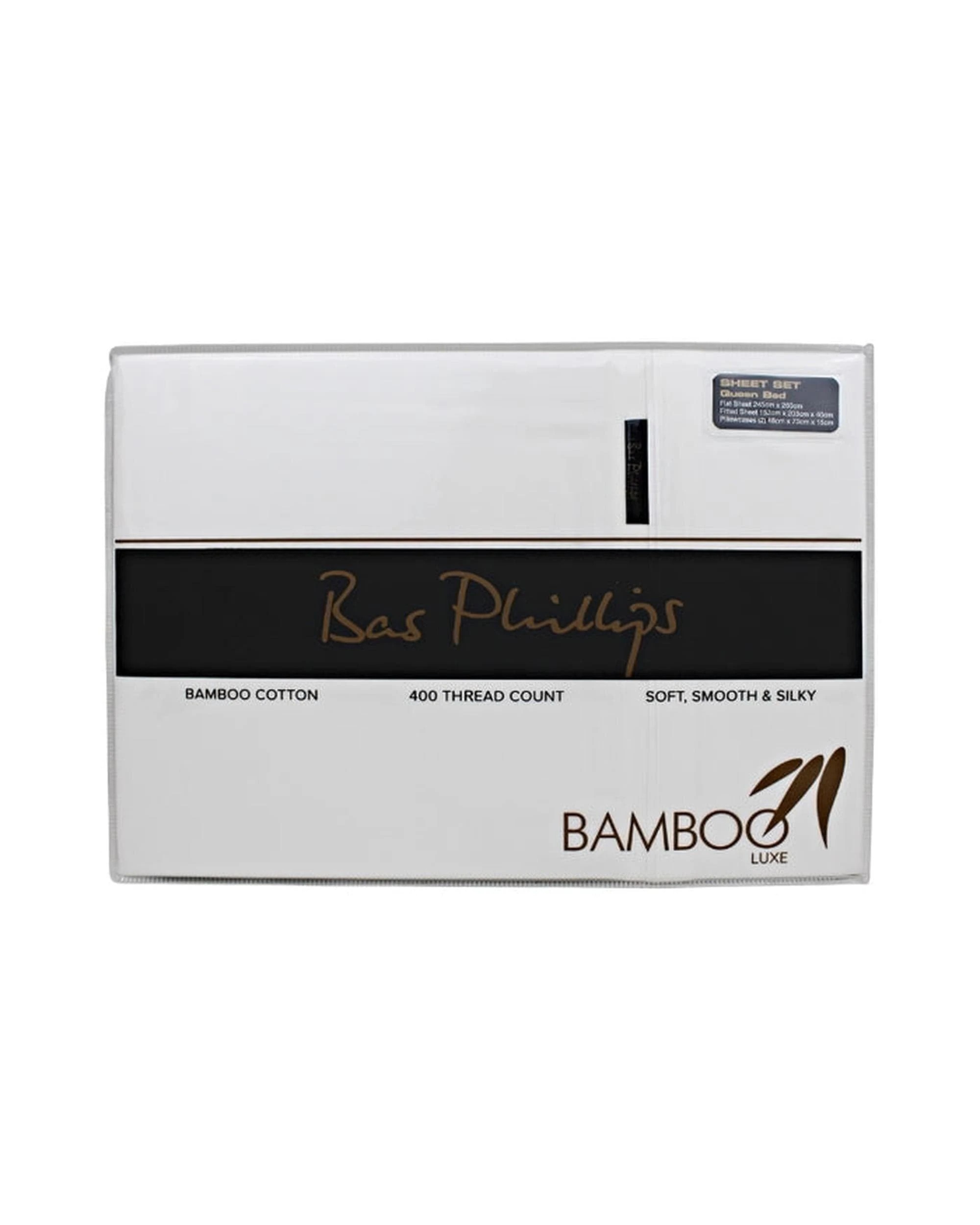 4 Bas Phillips Bamboo & Cotton 400Tc Blend Sheet Set - Queen Bed - White, 4 of 5