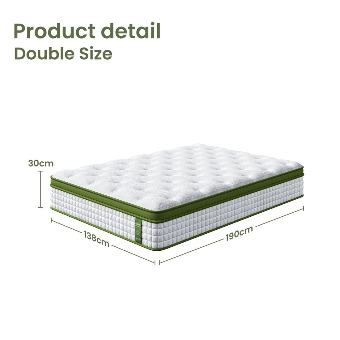3 BedStory Double Mattress 30cm Medium Firm Hybrid Mattress for Pressure Relief - Double Bed - White, 3 of 6