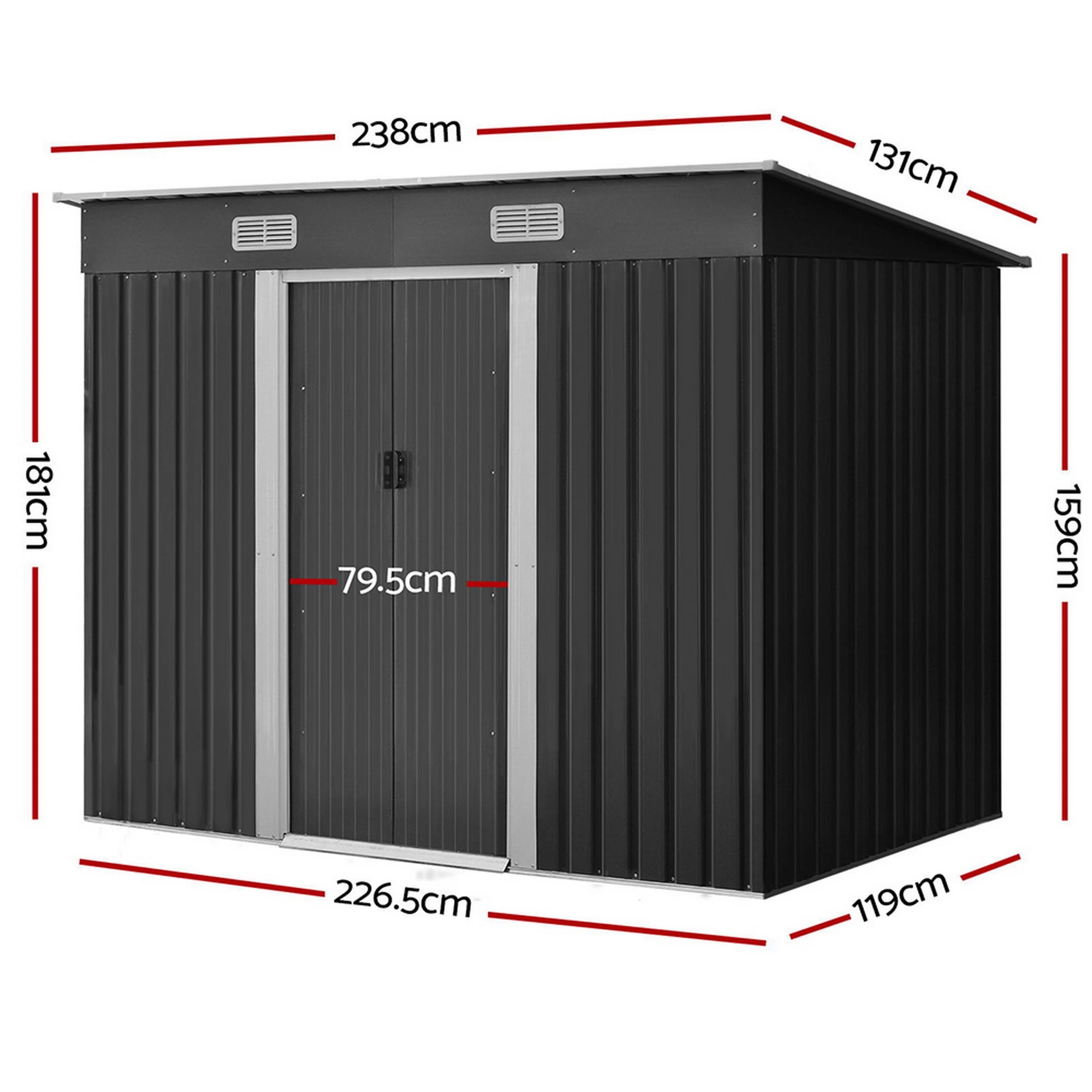 3 Giantz Garden Shed Sheds Outdoor Storage Tool Metal Workshop Shelter Sliding Door - Grey, 3 of 8