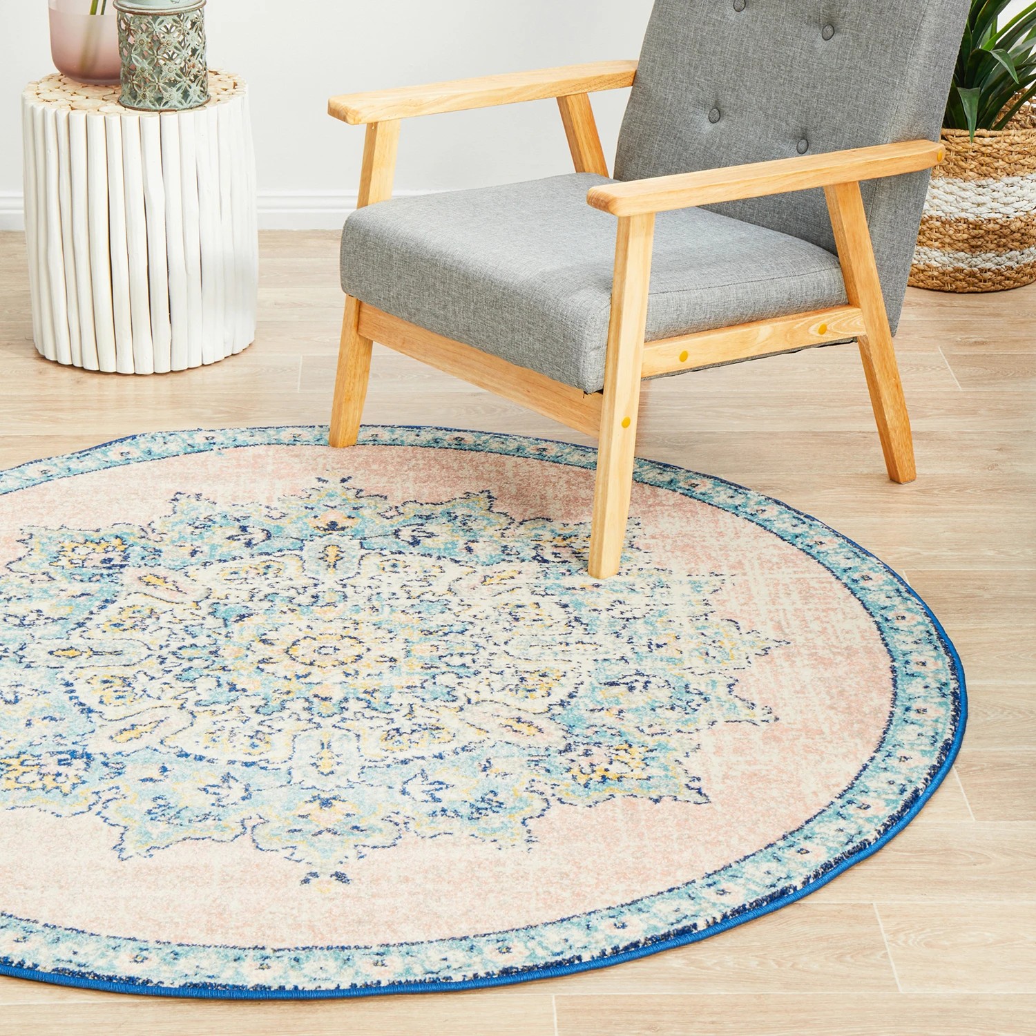 4 Common Ground Rugs Mason 706 240x240cm - Large Round Power Loomed Pet Friendly Rug - Pink, 4 of 7