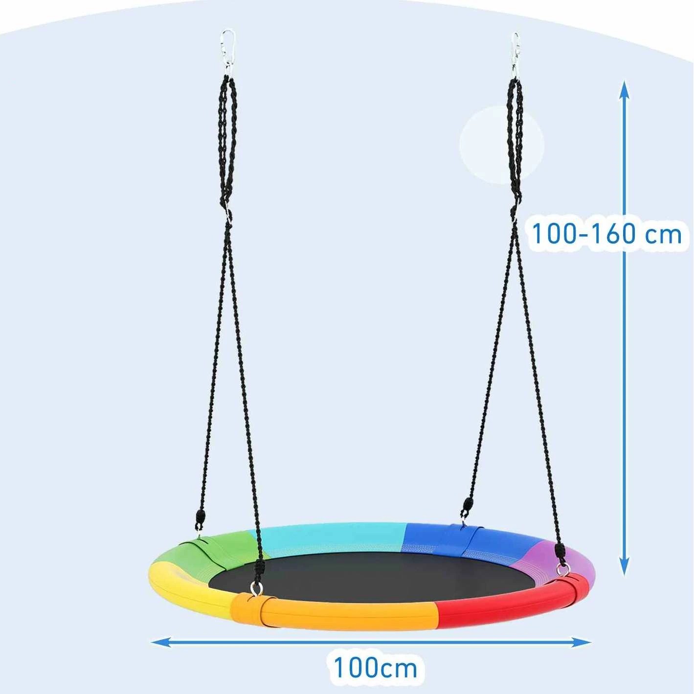 2 Costway 100cm Saucer Tree Swing 300Kg Youth Adult In/Outdoor Round Flying Disc Swing Set, 2 of 3