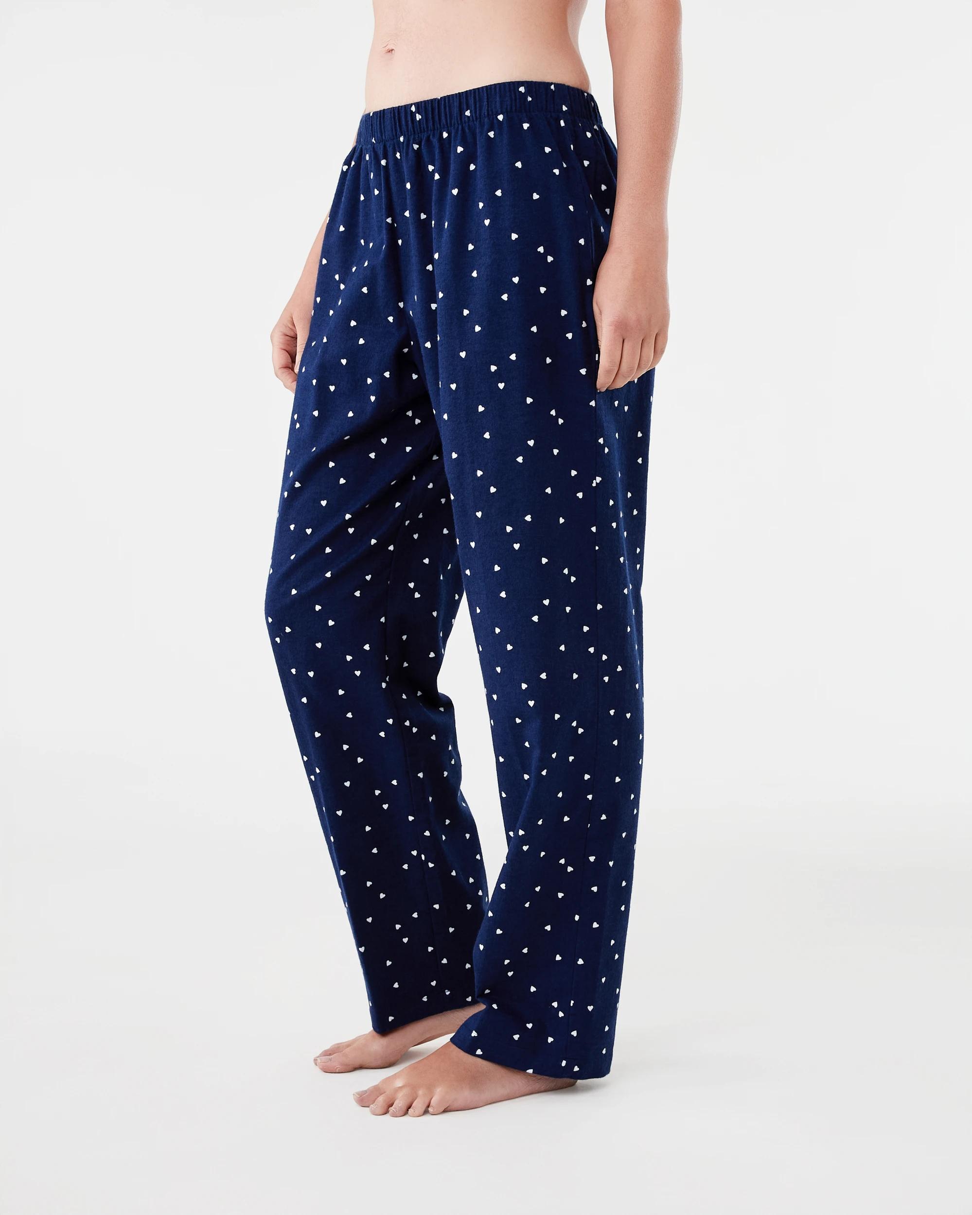 2 Cotton Printed Flannel Pants Nvy Heart, 2 of 4