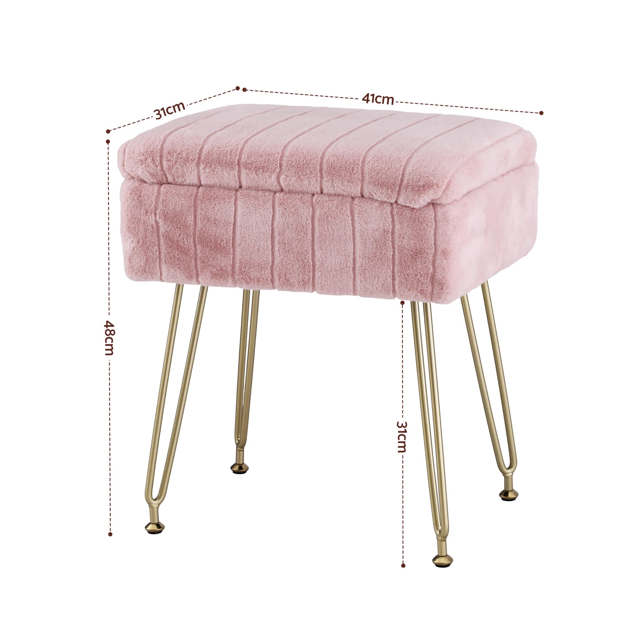 2 Artiss Storage Ottoman Vanity Foot Stool - Pink, 2 of 4