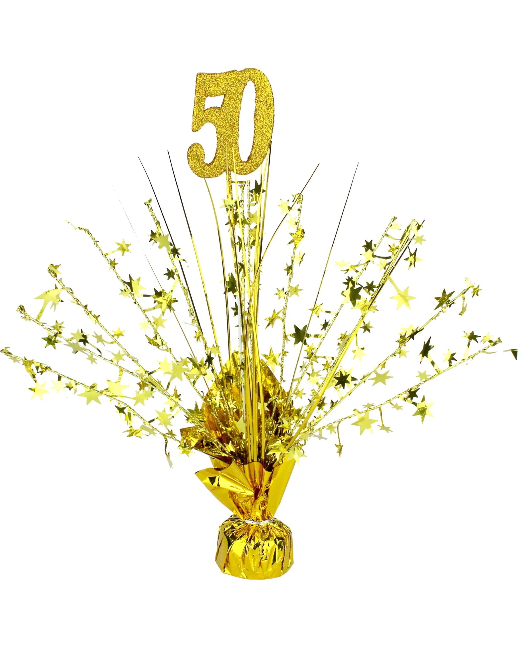 1 Partyrama 50th Birthday Gold Foil Spray Centrepiece - Gold, 1 of 1