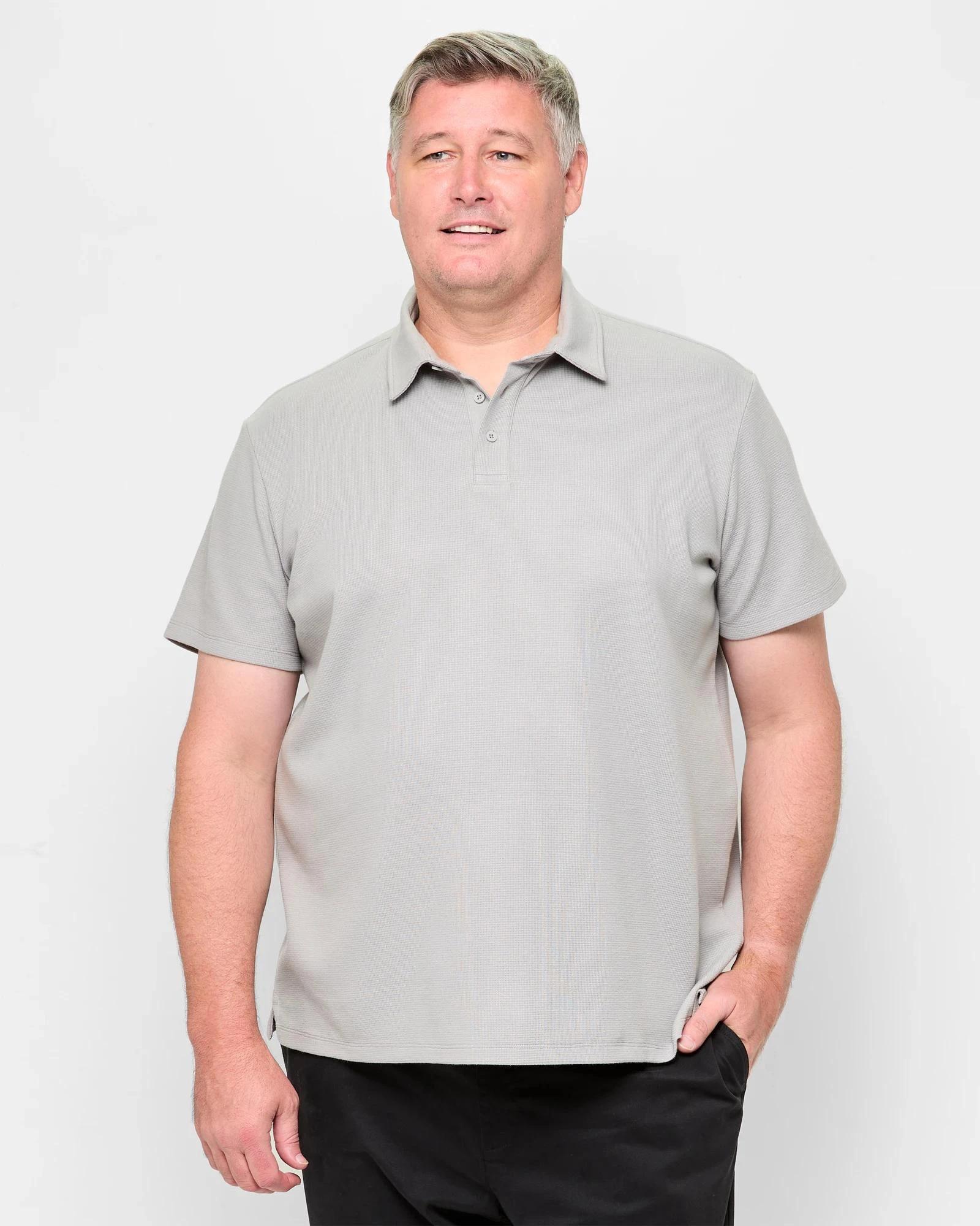 1 Target Plus Size Australian Cotton Blend Waffle Polo Top ALLOY, 1 of 5