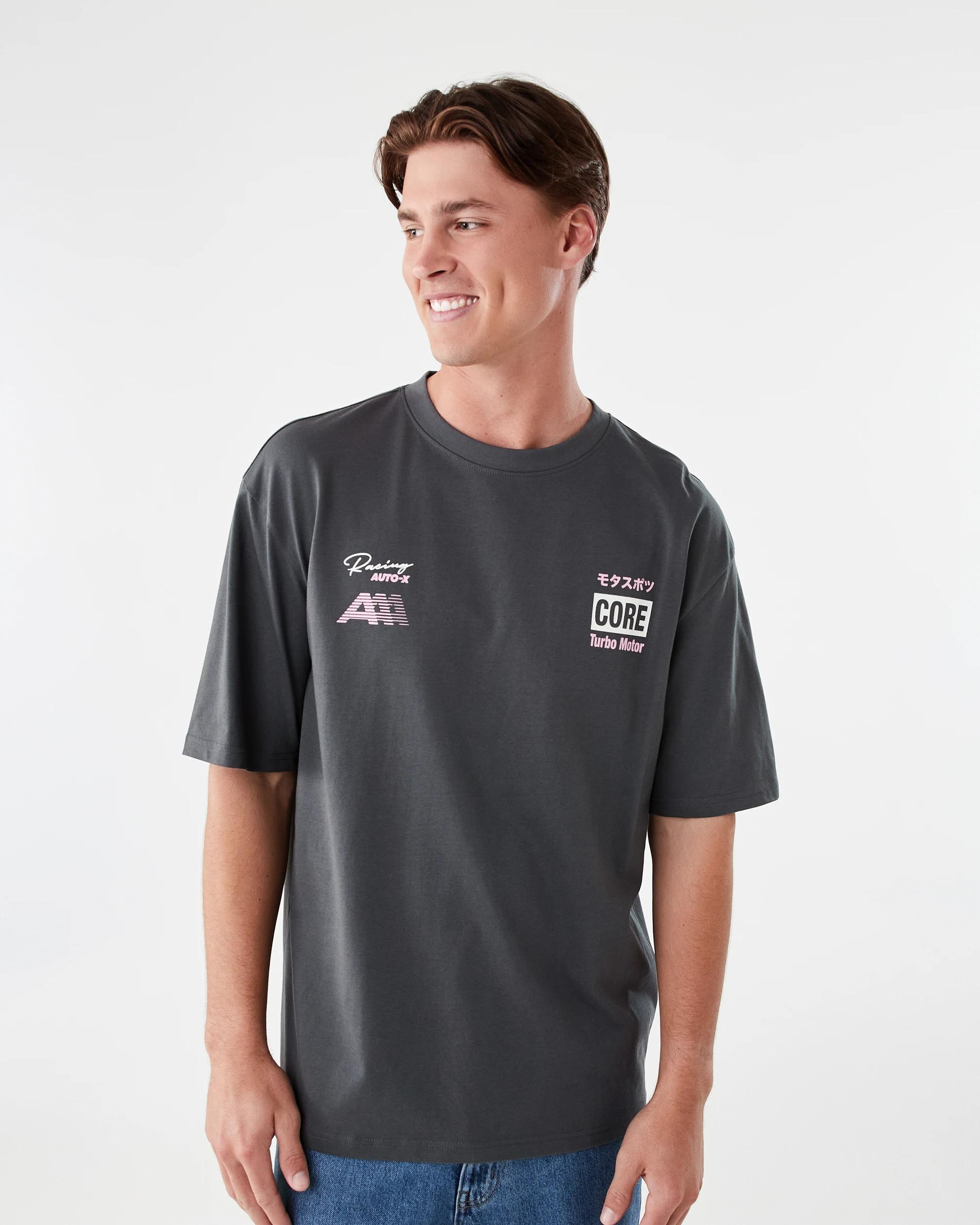 1 Oversized Print T-shirt Gry Auto, 1 of 8