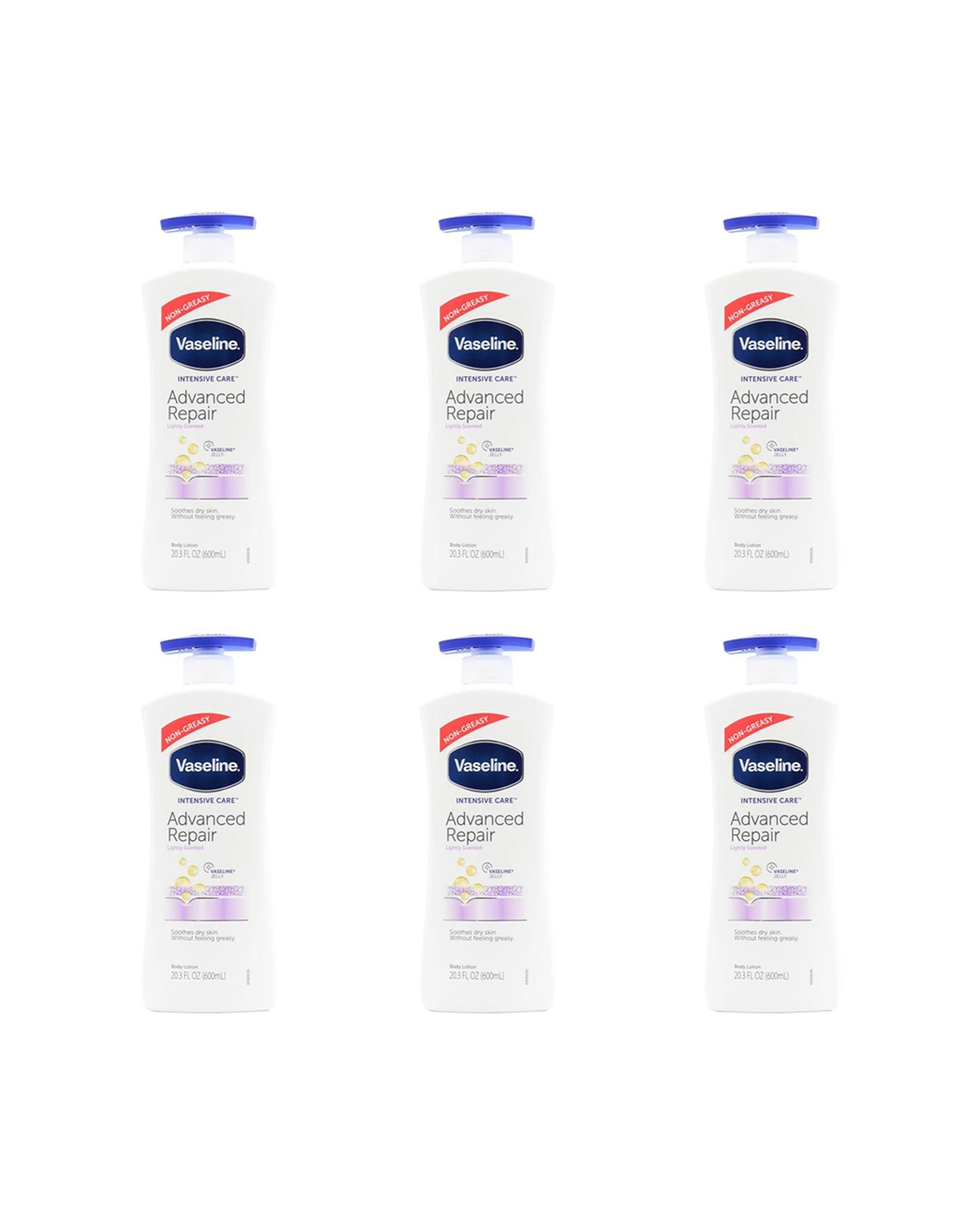 1 Vaseline 6PK Body Lotion Advanced Repair 600ml For Dry Skin - White, 1 of 4