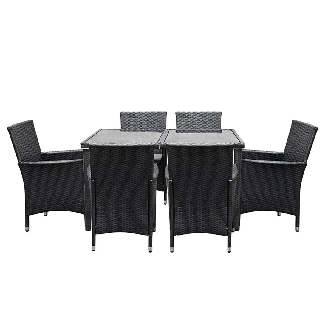 4 Gardeon Outdoor Dining Set 7 Piece Wicker Lounge Setting - Black, 4 of 7