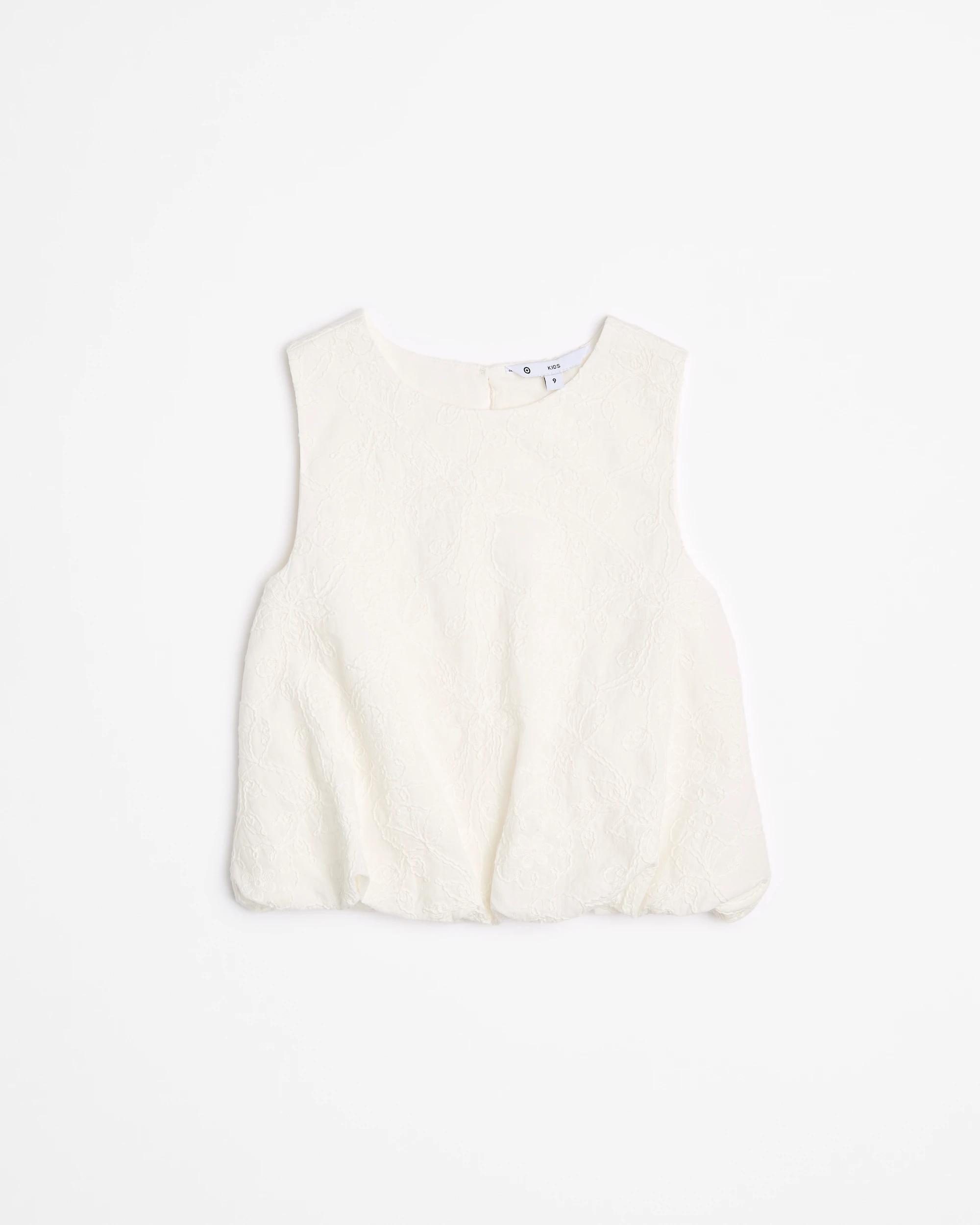 4 Target Bubble Hem Embroidered Tank Top WHITE, 4 of 5