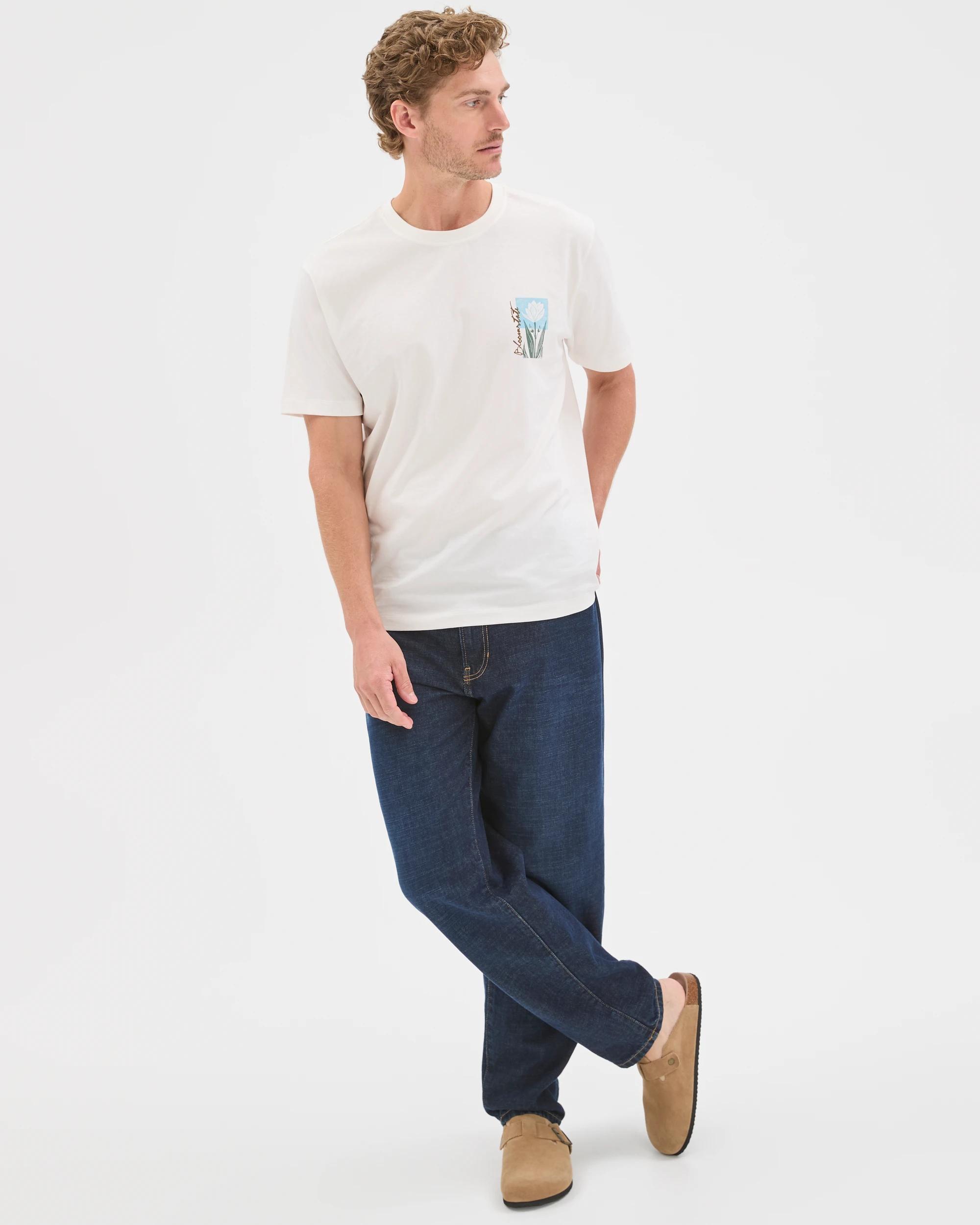 4 Target Man Australian Cotton Bloomstate Print T-Shirt OFF WHITE, 4 of 7