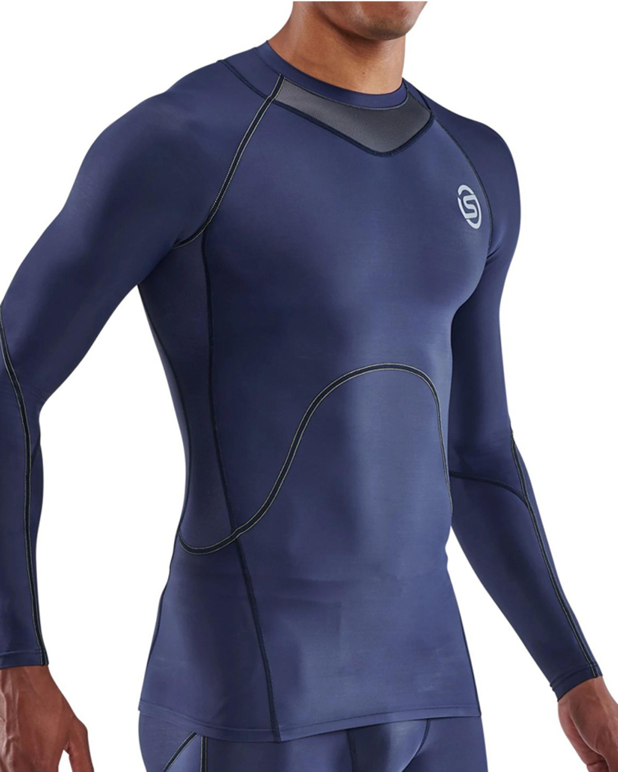 2 SKINS Compression Men's Series-3 Running/Gym Long Sleeve Top NAVY BLUE, 2 of 5