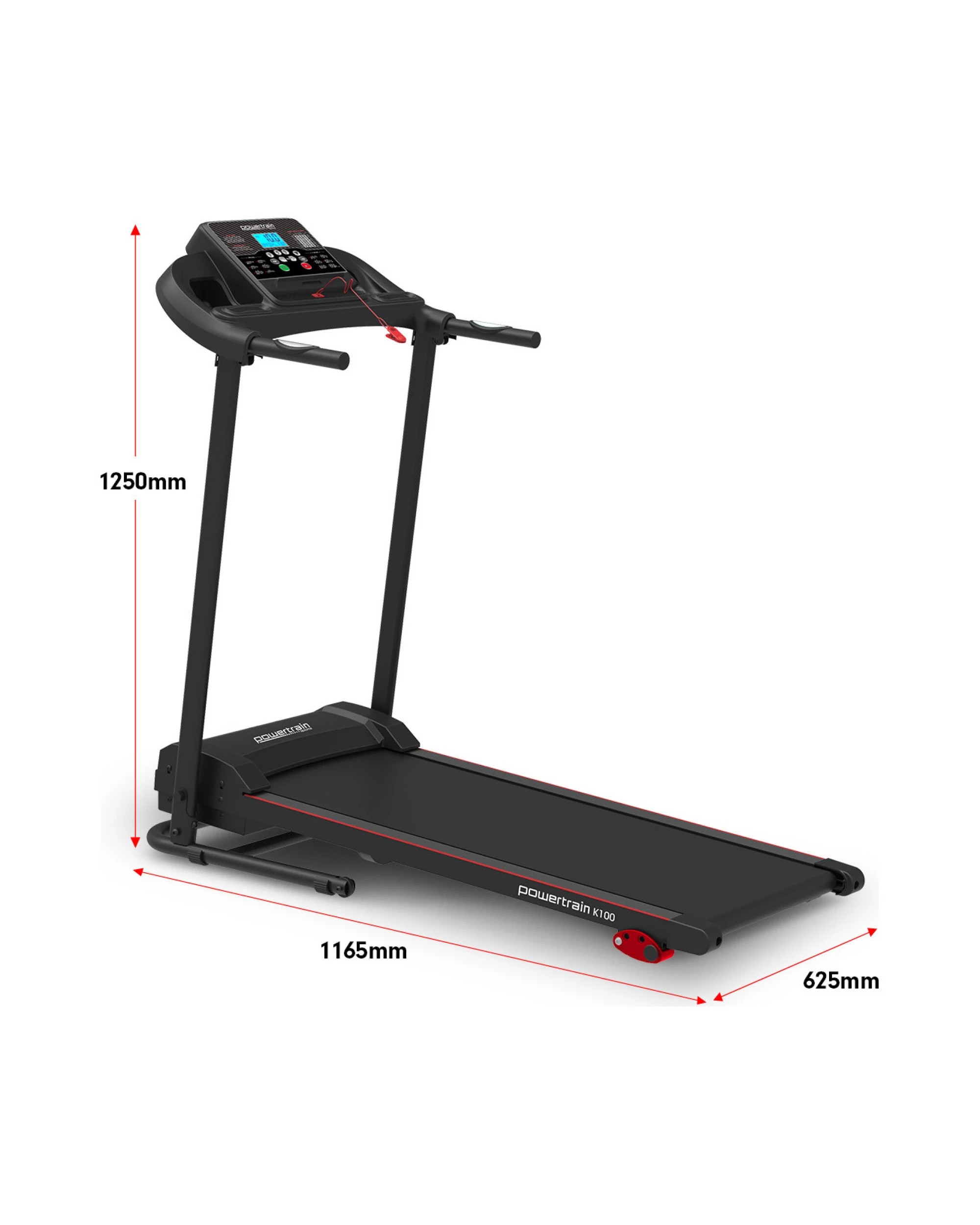 2 Powertrain K100 Electric Treadmill Foldable Home Gym Cardio, 2 of 9