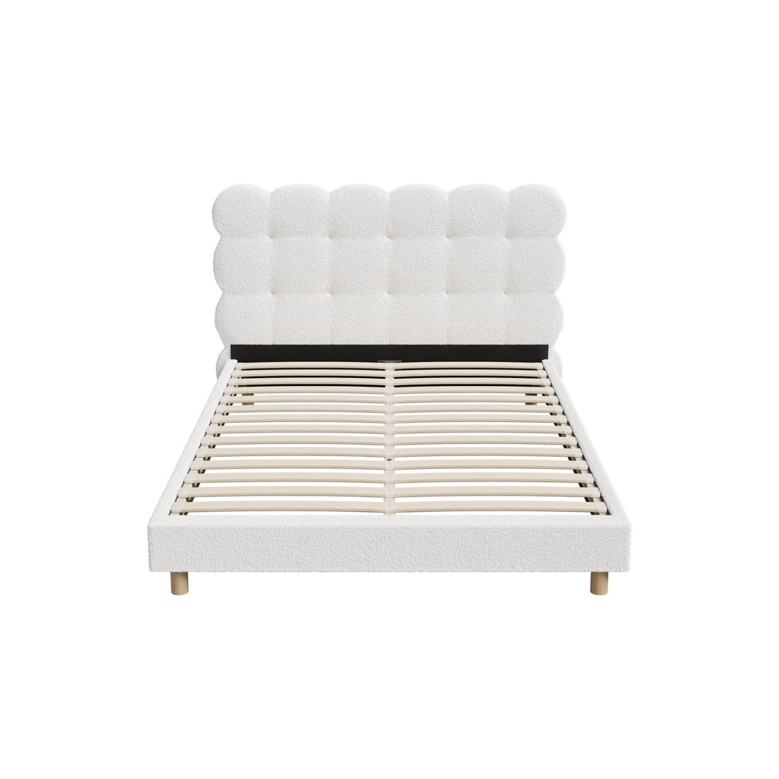 7 Oikiture Double Bed Tufted Bedhead Boucle Bed Frame
 - White, 7 of 10