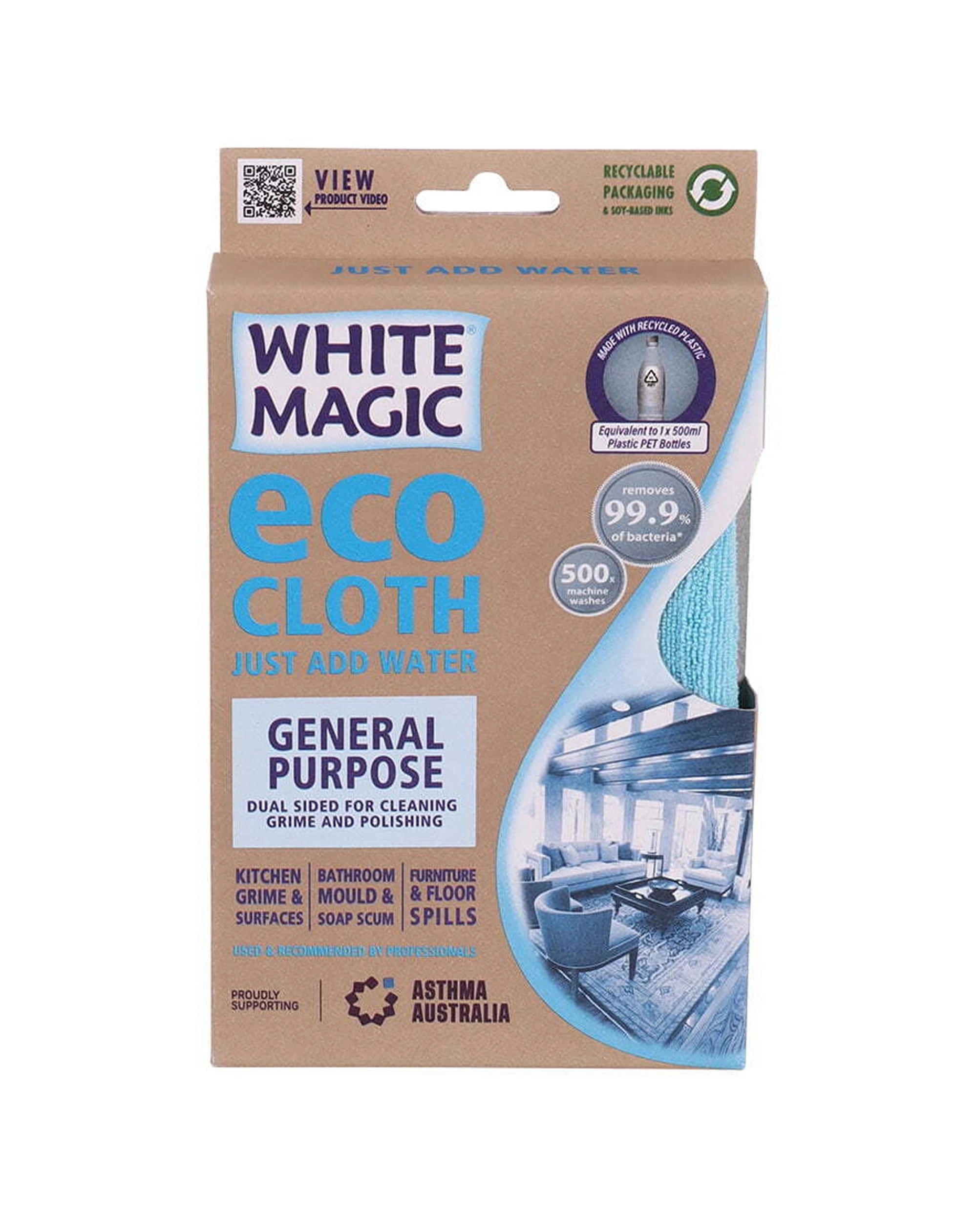 1 White Magic Eco Cloth Microfiber General Purpose Dual-sided Cleaner 20x12cm - Blue, 1 of 3