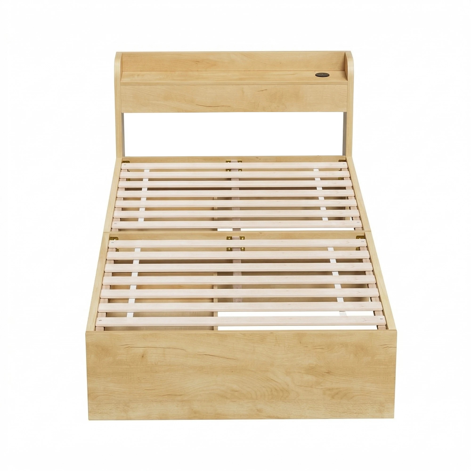 2 Artiss King Single Bed Frame with 2 Drawer Platform Bed Base with USB Ports - Natural, 2 of 9