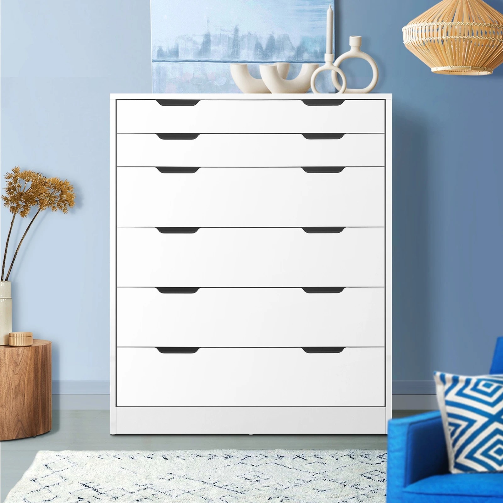 4 Oikiture Chest of Drawers 6 Drawer Tallboy Dresser Storage Cabinet - White, 4 of 8