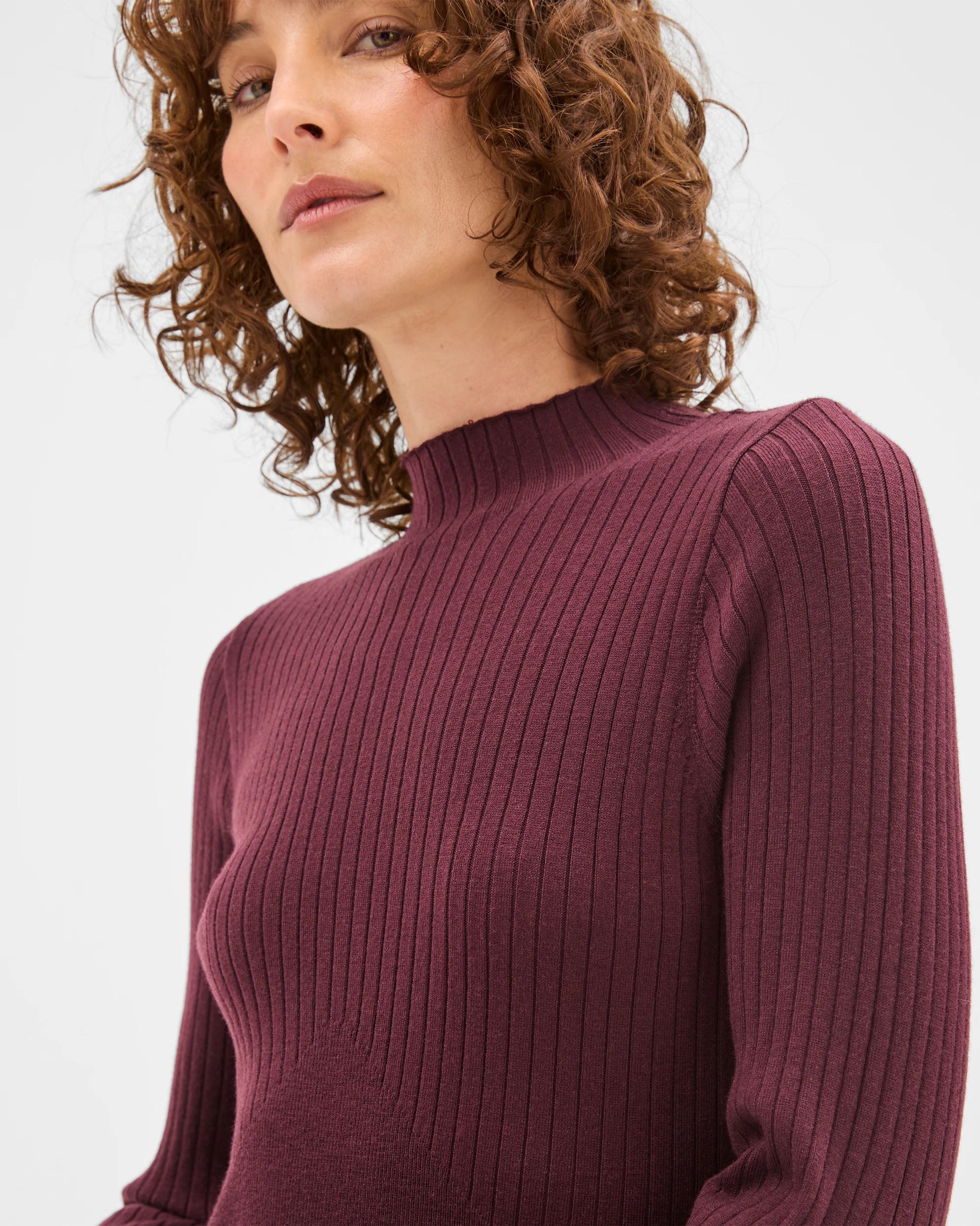 3 Preview Long Sleeve Rib Detail Knit Dress PINOT, 3 of 7