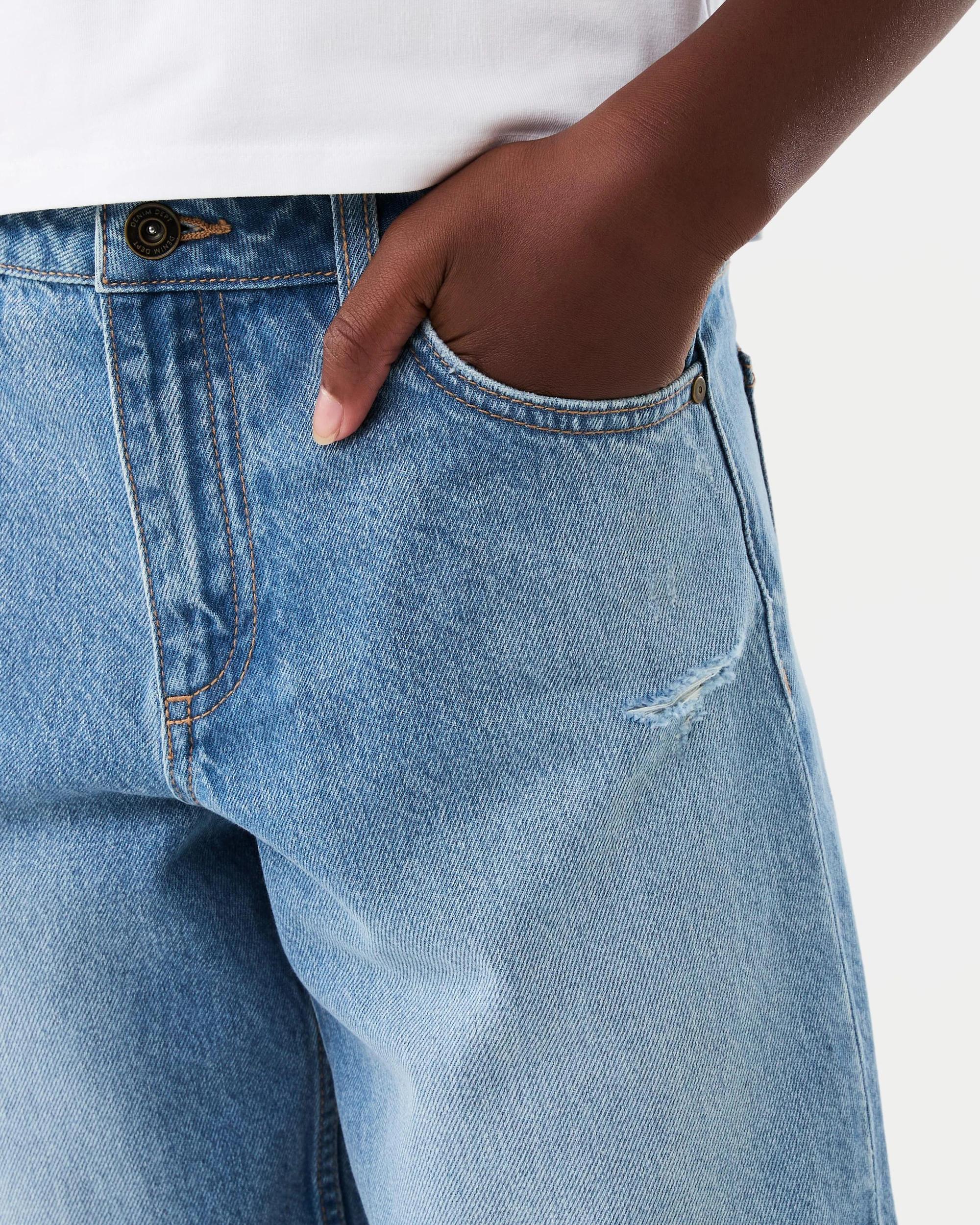 4 Longline Denim Shorts Mid Wash, 4 of 7