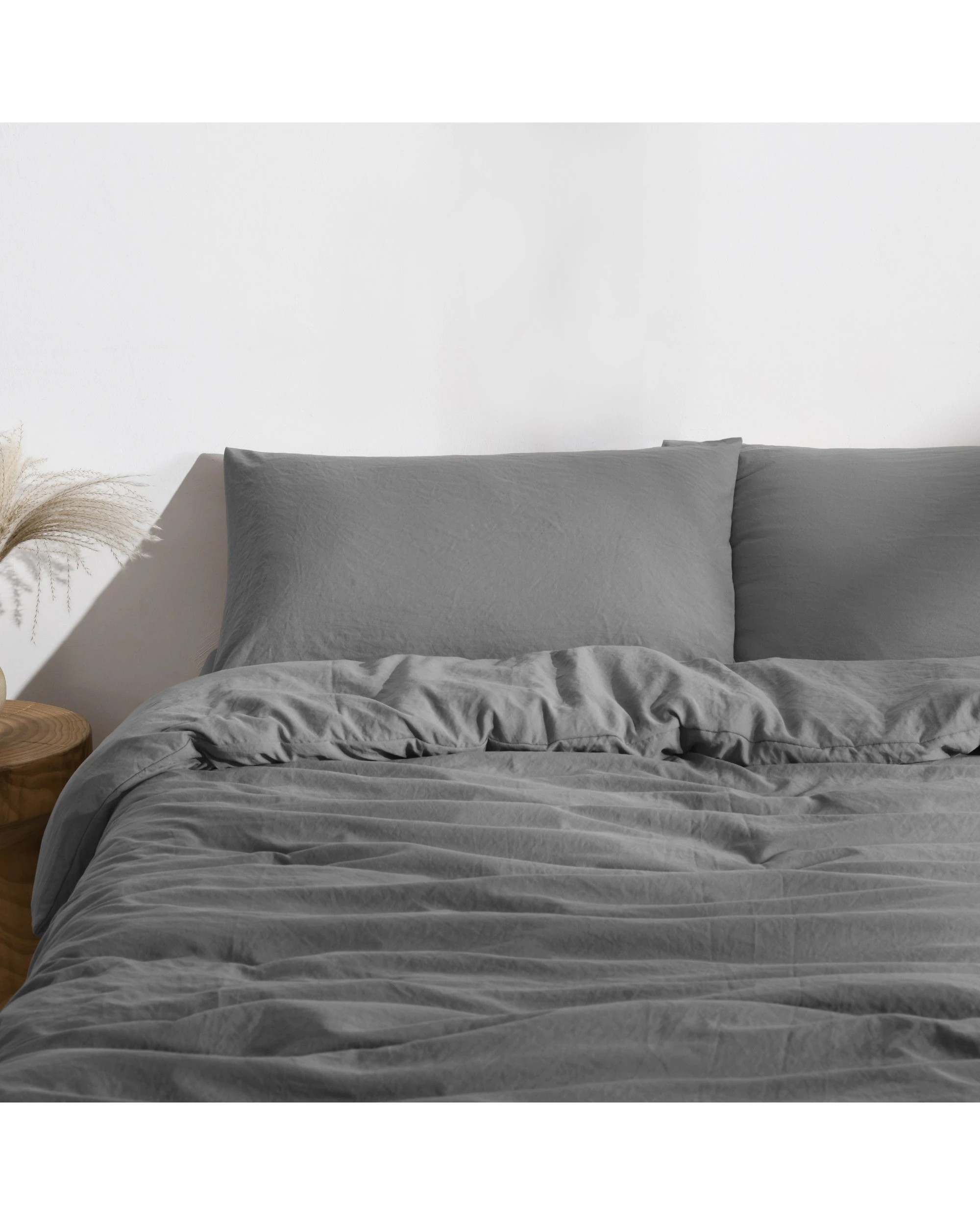 5 Dreamaker Superfine Washed Microfibre Quilt Cover Set - Double Bed - Charcoal, 5 of 7