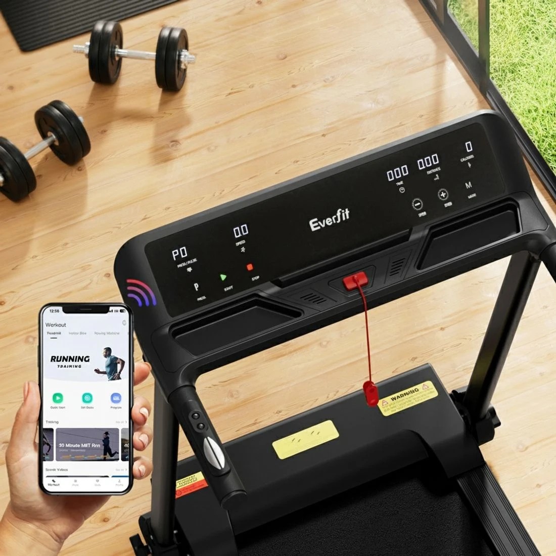 5 Everfit Treadmill Electric Home Gym Fitness Exercise Knob Foldable 450mm - Black, 5 of 6