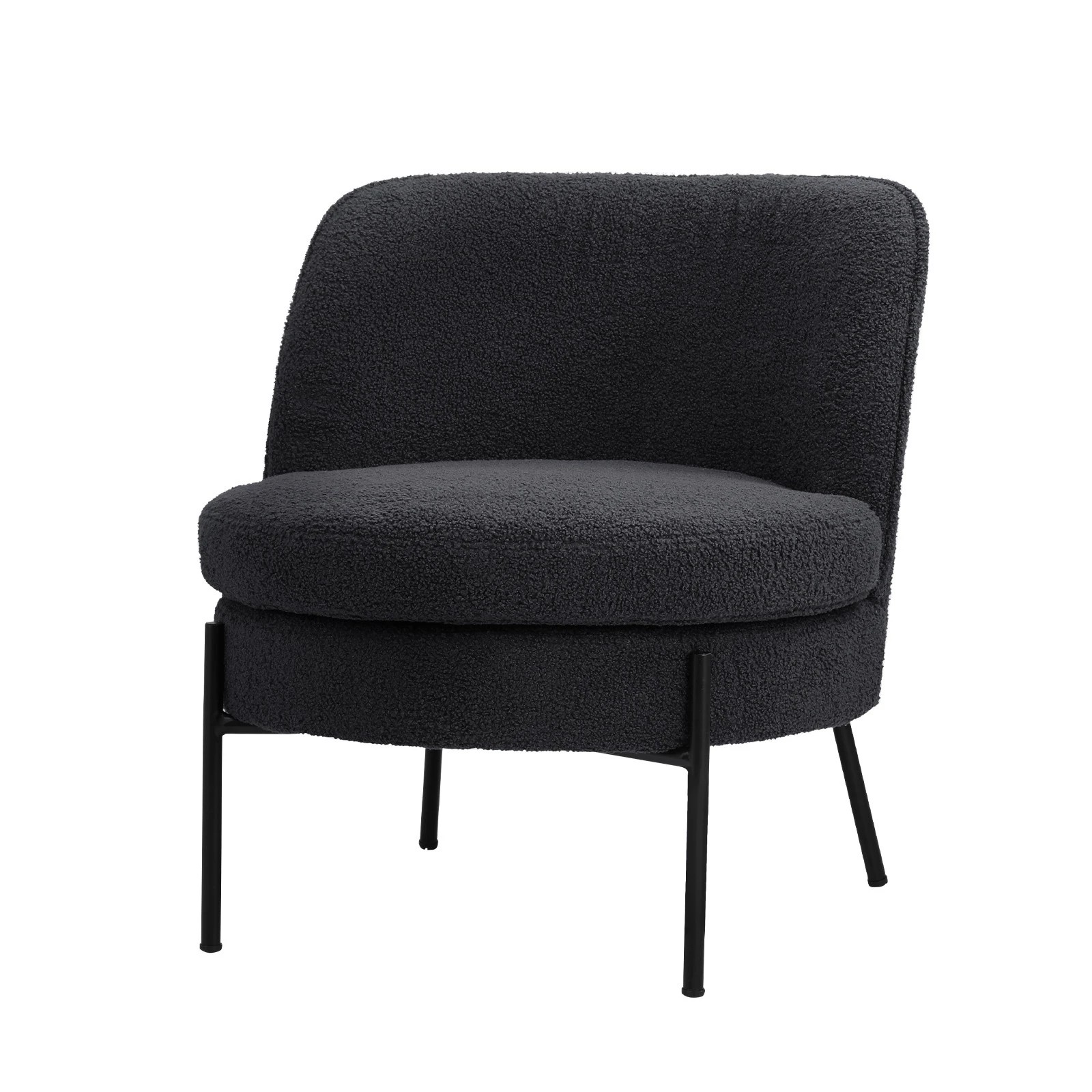 1 Oikiture Armchair Lounge Chair Accent Couch Chairs Padded Sofa Boucle - Charcoal, 1 of 7