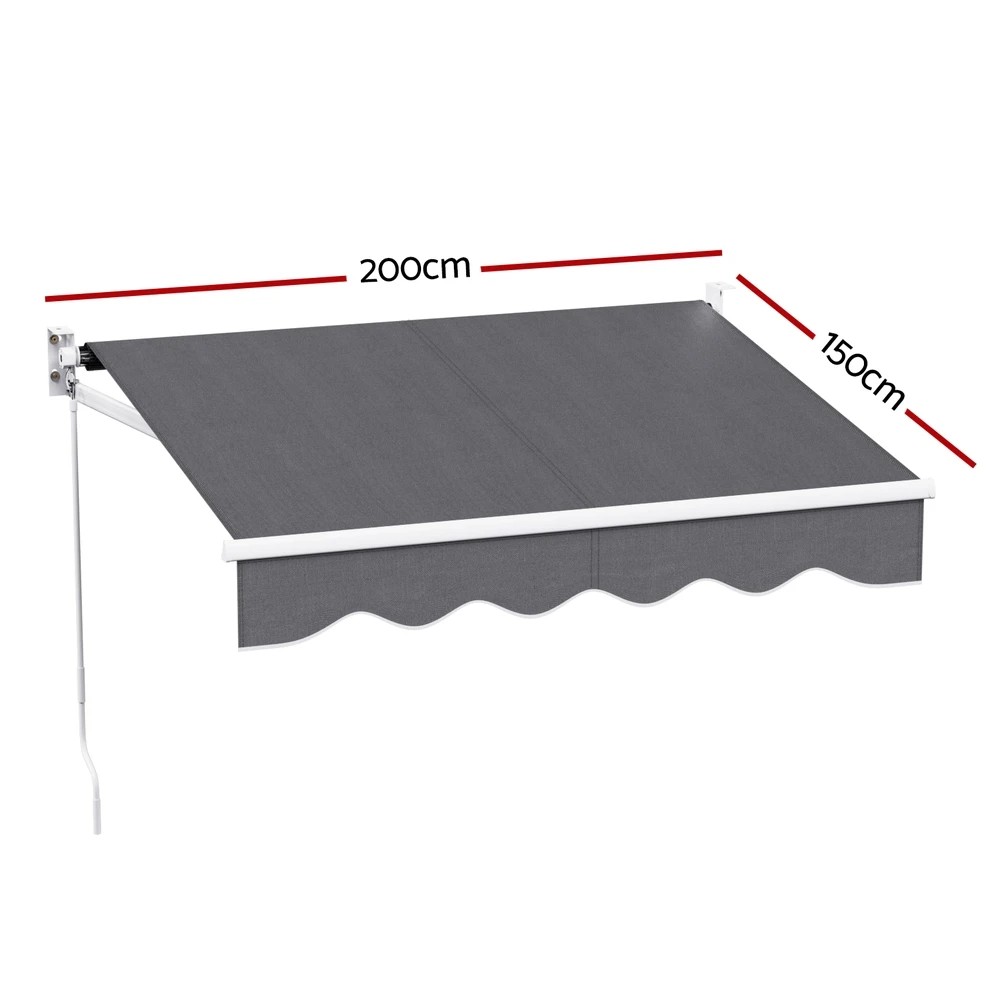 2 Instahut Retractable Folding Arm Awning Motorised Sunshade 2Mx1.5M - Grey, 2 of 6