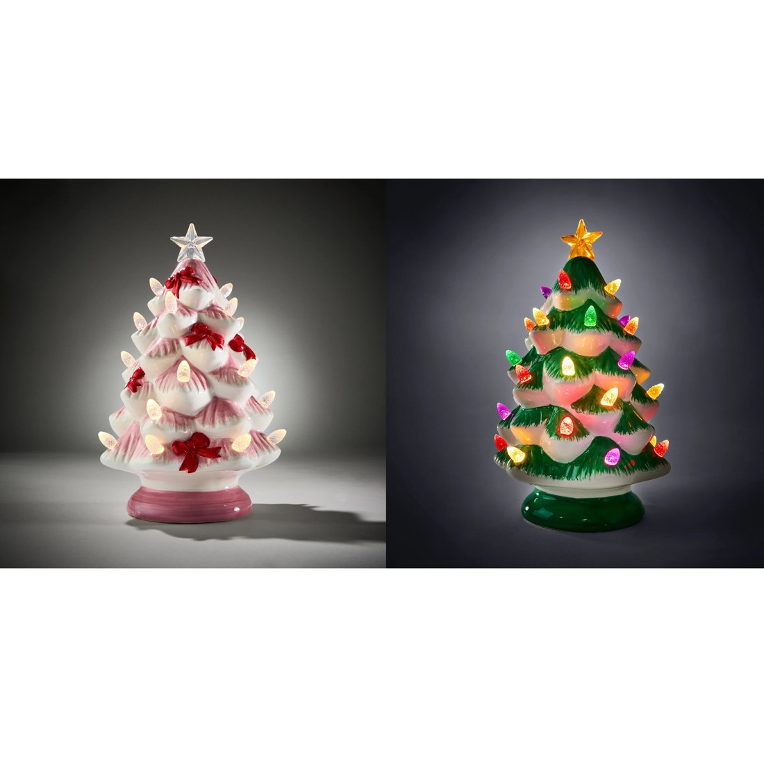 1 Battery Operated LED Light Up Ceramic Tree - Assorted, 1 of 10