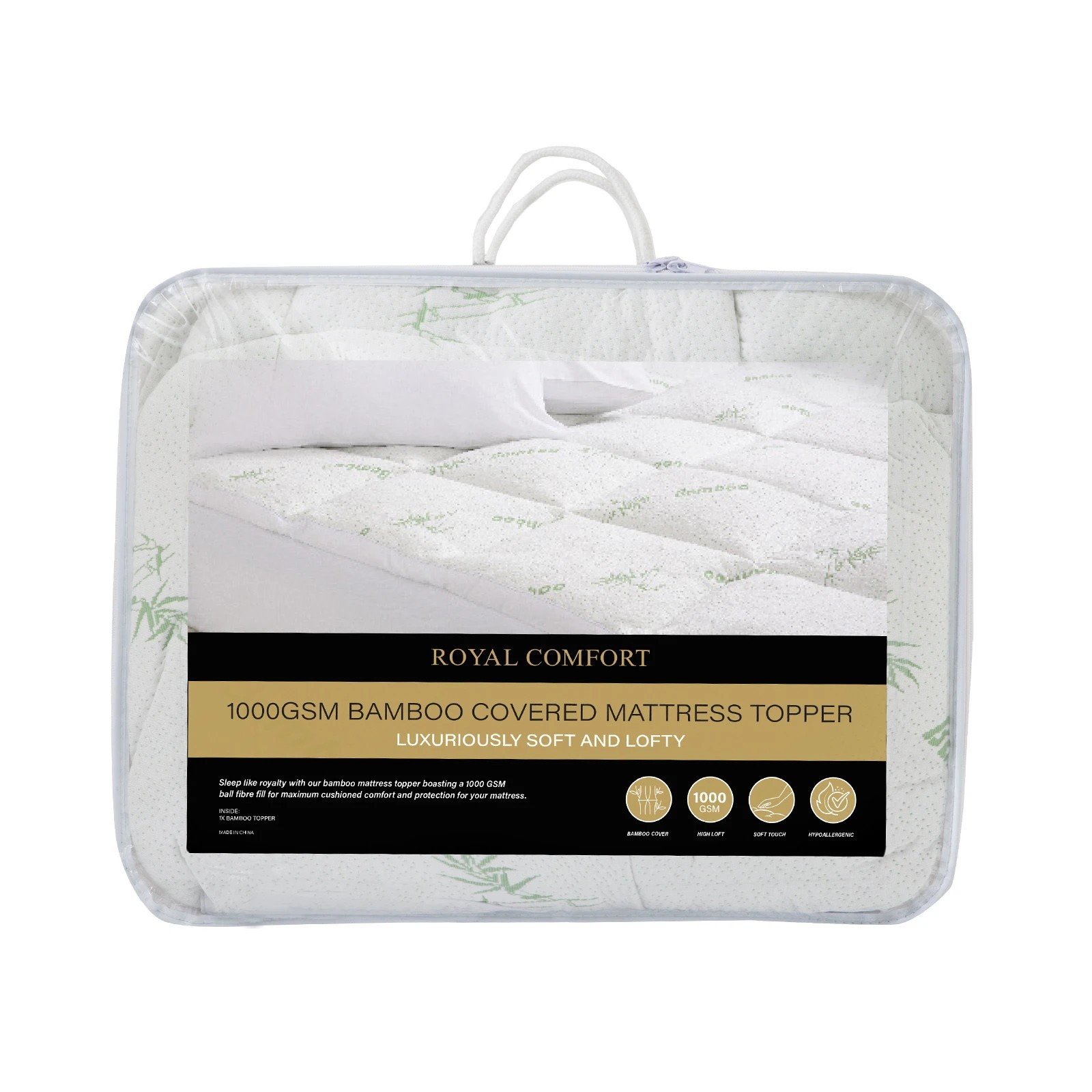 7 Royal Comfort 1000GSM Luxury Bamboo Covered Mattress Topper Ball Fibre Gusset - Single Bed - White - Single Bed - White, 7 of 10