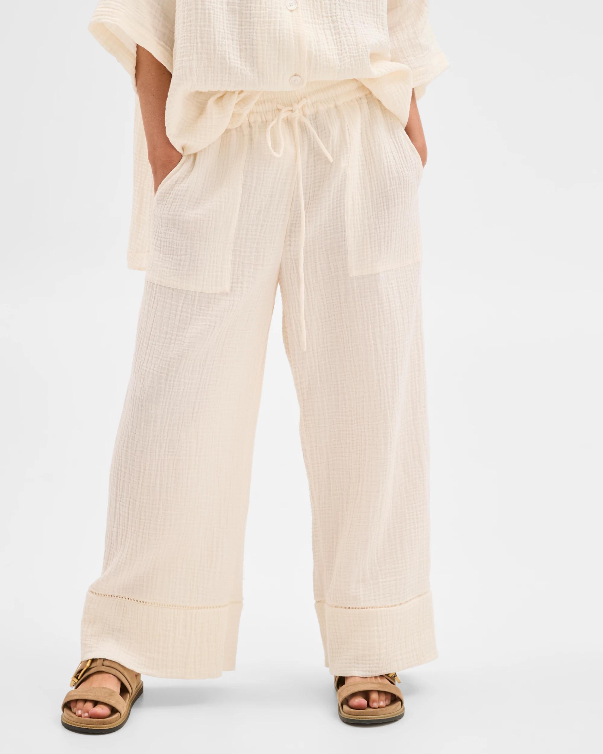4 Target Woman Australian Cotton Resort Woven Trim Detail Pants WHITE, 4 of 6