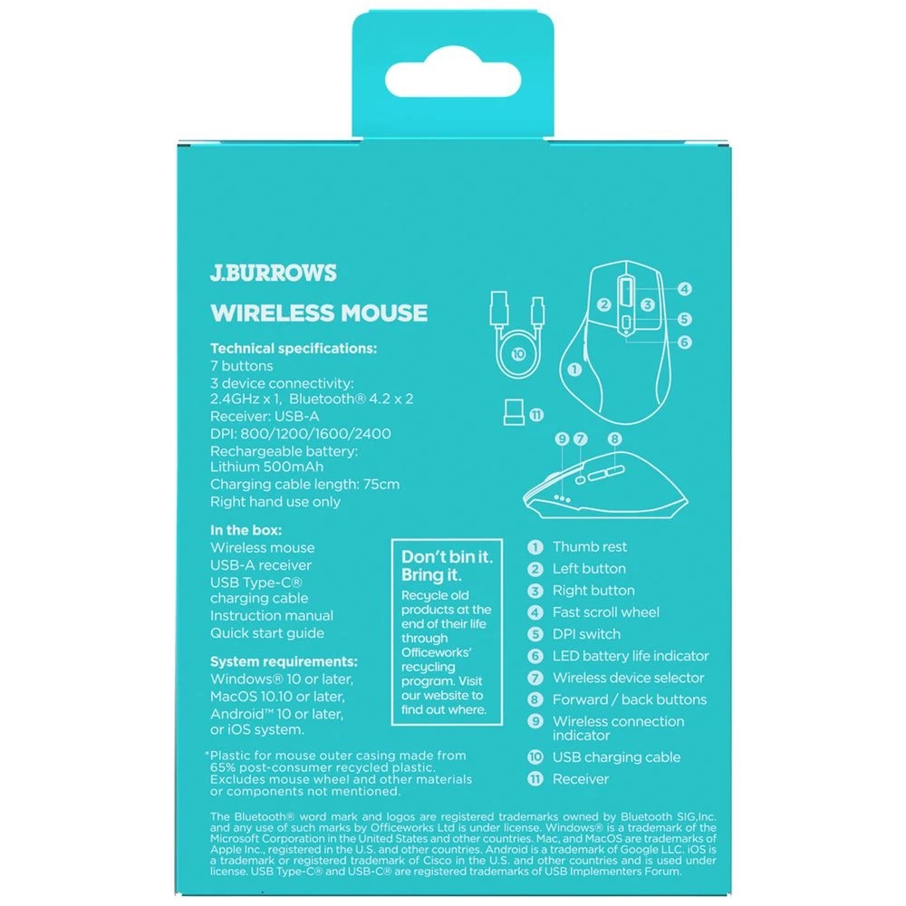 6 J.Burrows MS370 Wireless Ergonomic Mouse, 6 of 6