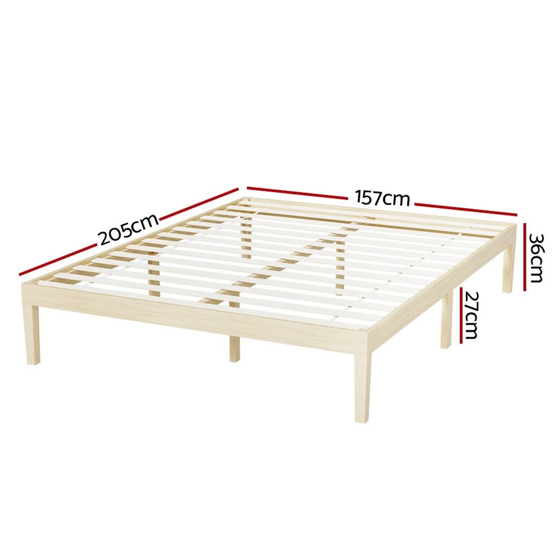 2 Artiss Bed Frame Queen Size Wooden Bed Base - Brown, 2 of 7