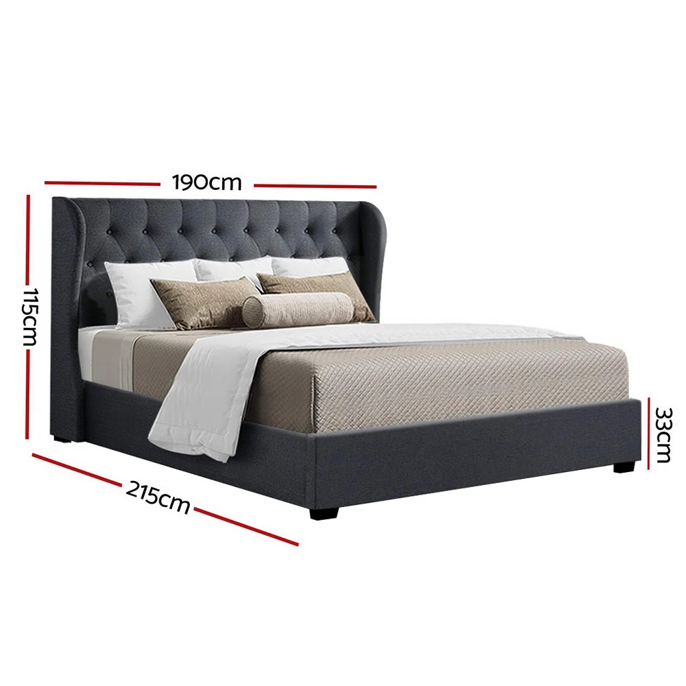2 Artiss Bed Frame King Size Gas Lift Charcoal ISSA - Charcoal, 2 of 10