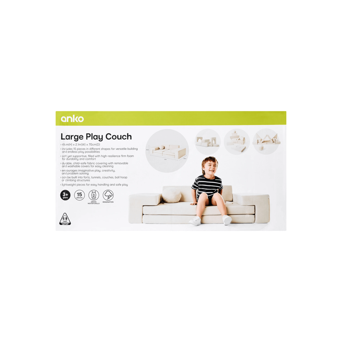 10 15 Piece Large Play Couch - Grey, 10 of 10