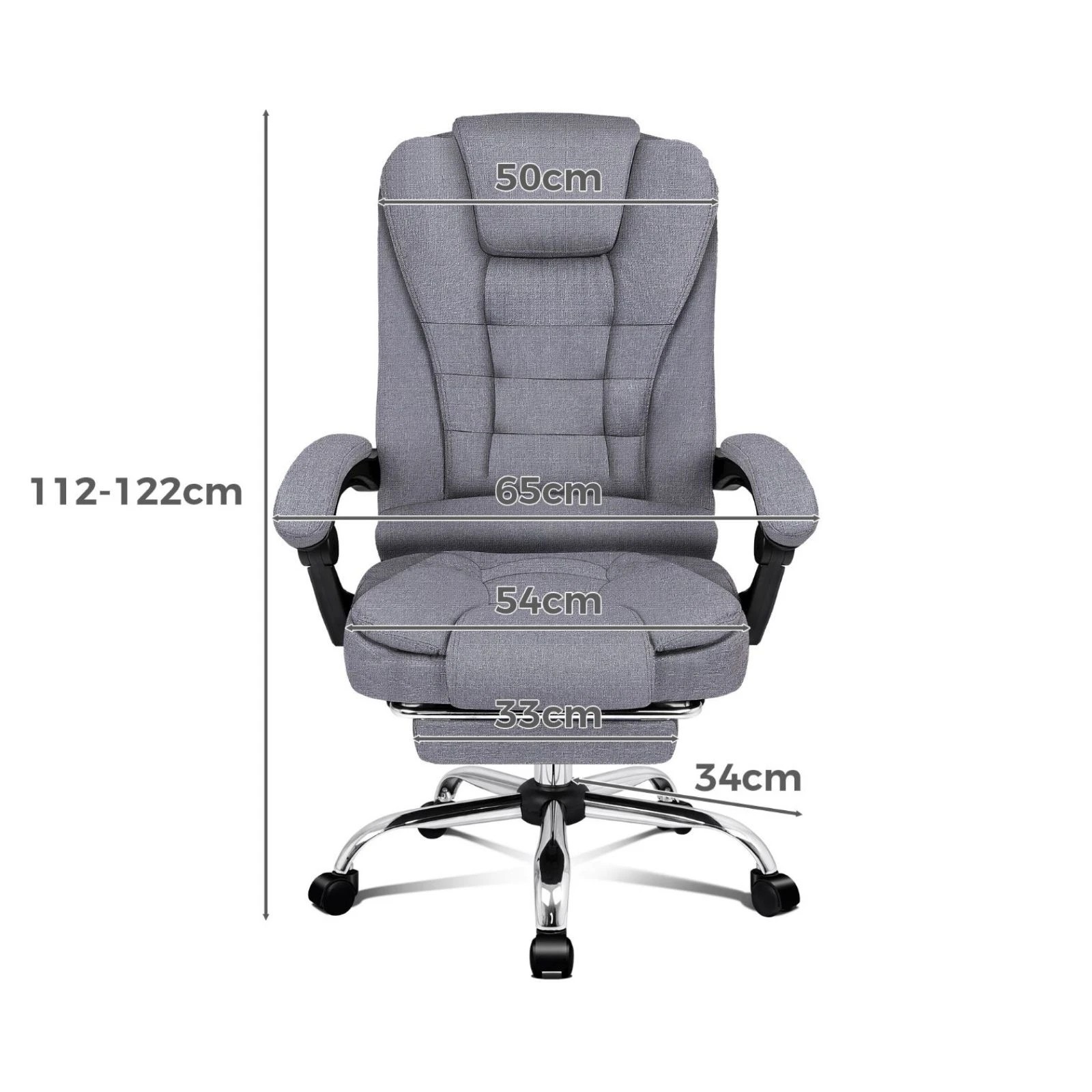 3 Alfordson Massage Office Chair Heated Seat Executive Gaming Racer Fabric - Grey, 3 of 10