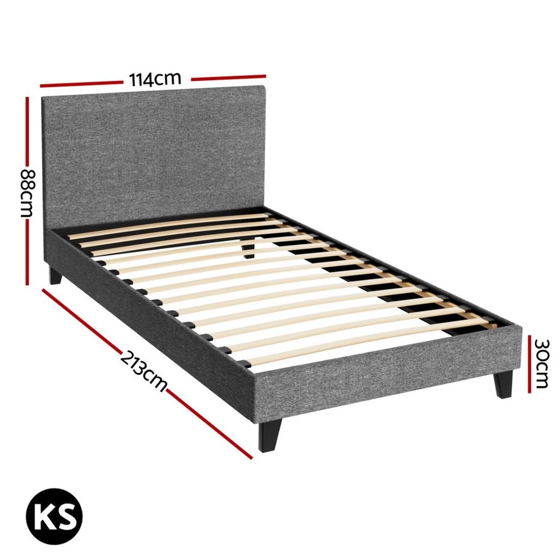 2 Artiss Bed Frame King Single Size  NEO - Grey, 2 of 5