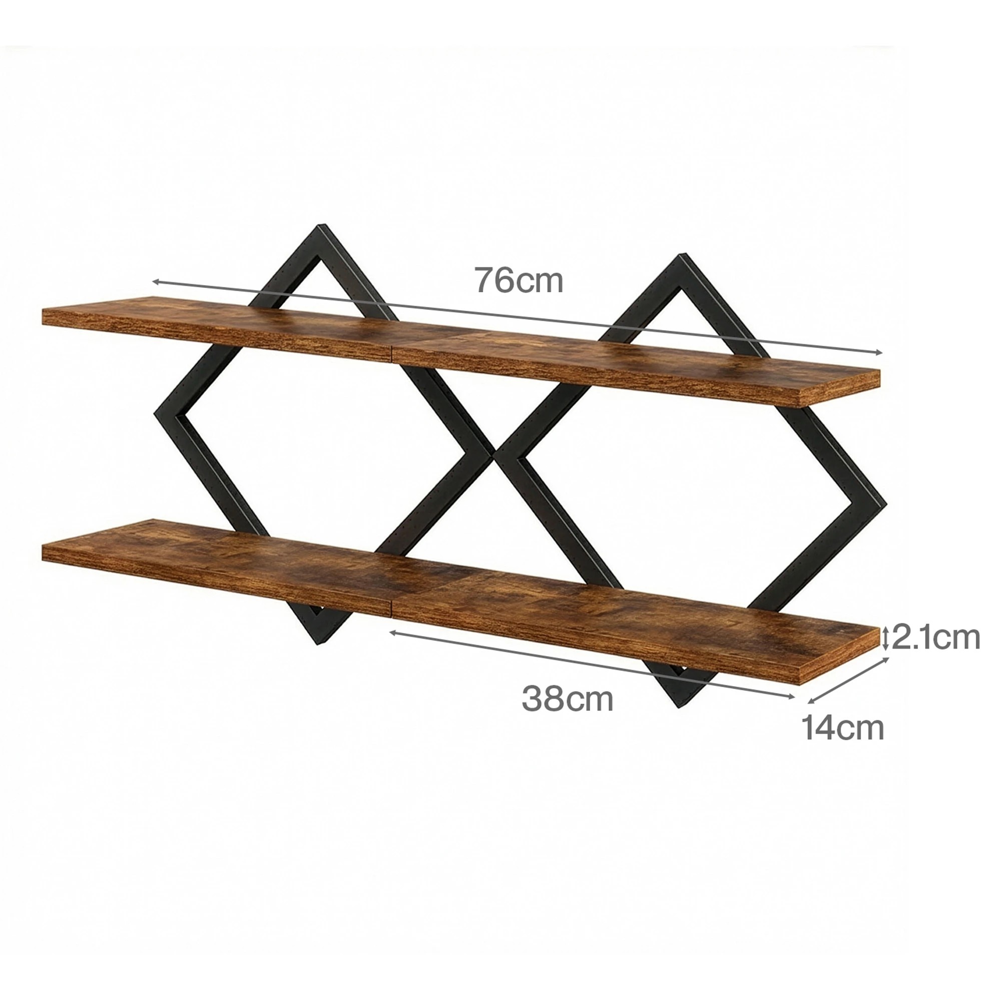 3 Levede Wall Shelf Floating 2 Tier Storage Decorative Bookshelf 2 Pcs Living Room, 3 of 8