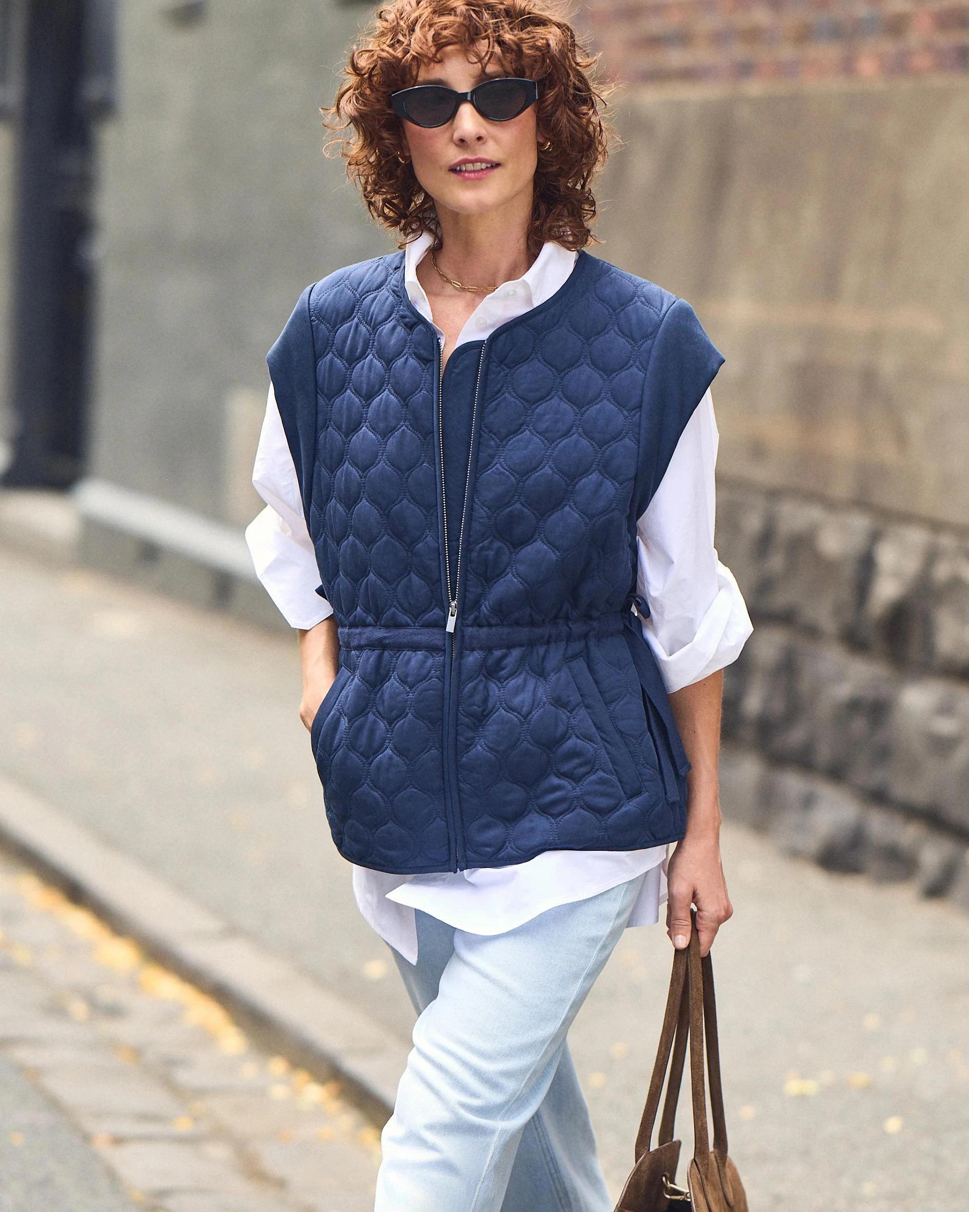 10 Target Woman Sleeveless Zip Through Front Quilted Vest NAVY BLUE, 10 of 10