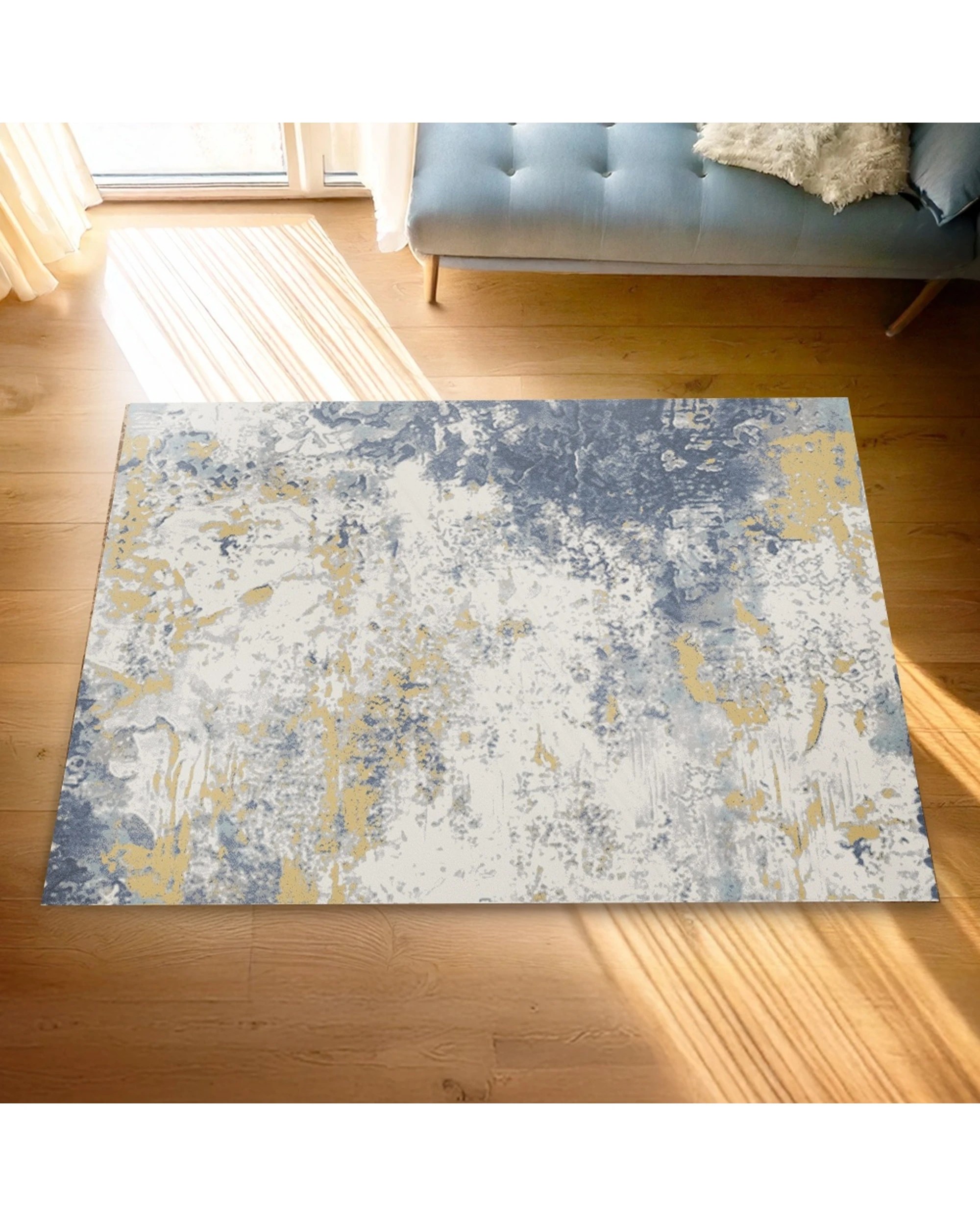 4 Urban Style Abstract Printed Microfibre Rug 6mm Pile Canvas Backing 160x240cm - Multi, 4 of 5