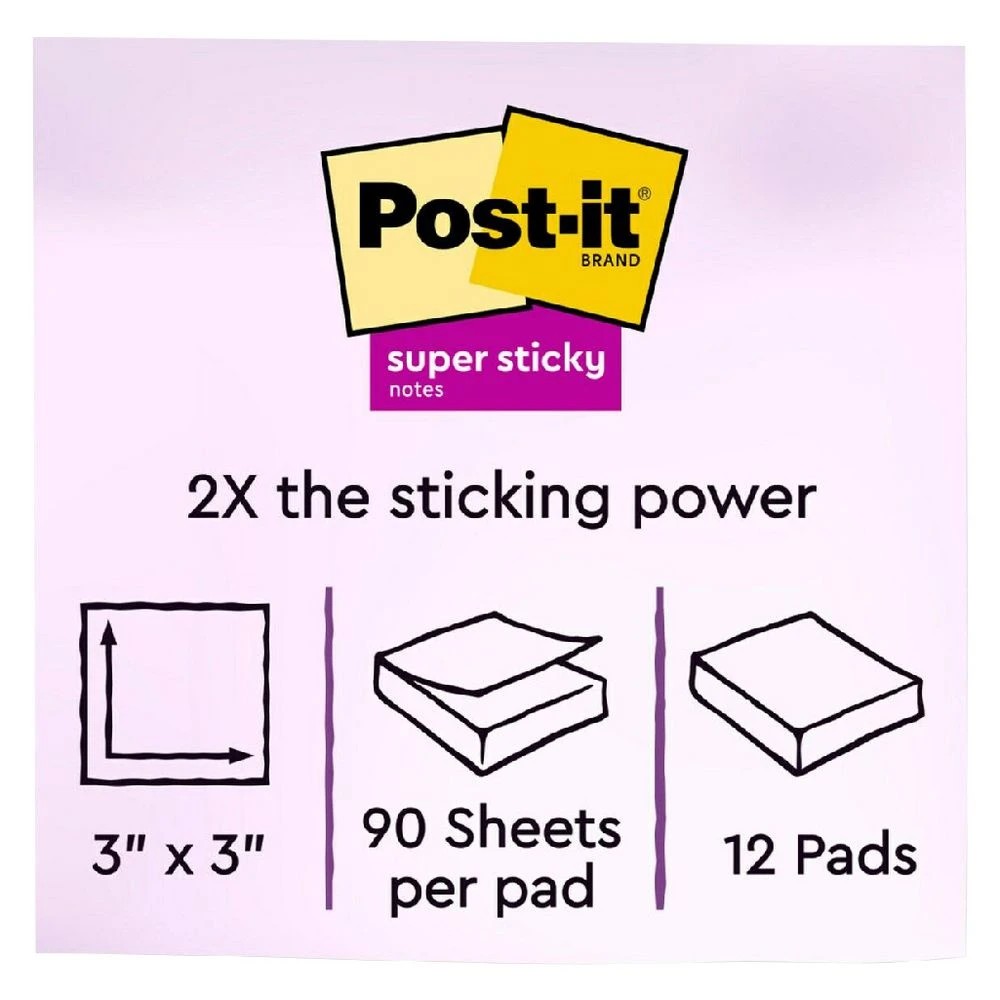 5 Post-it Super Sticky Notes 76 x 76mm Canary Yellow 12 Pack, 5 of 8