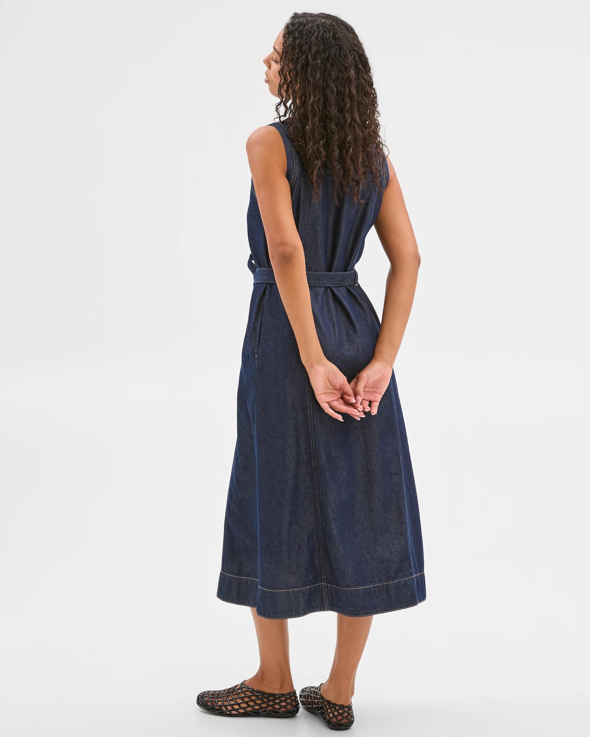 4 Target Sleeveless Denim Belted Midi Shirt Dress RINSEWASH, 4 of 5