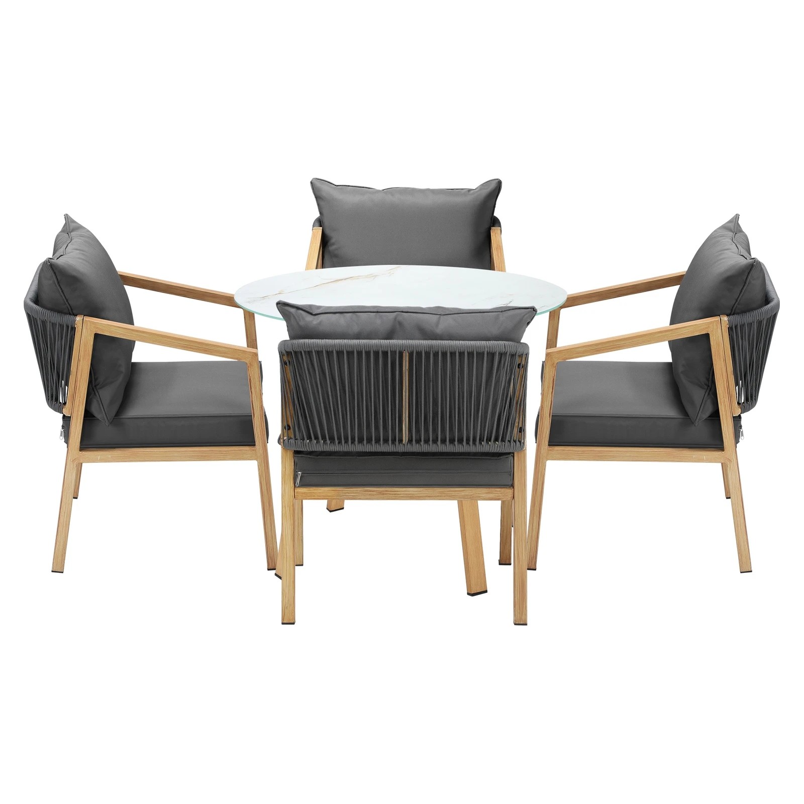 4 Livsip 5pcs Outdoor Dining Setting Patio Furniture Set 90cm Table Lounge Chairs
 - Multi, 4 of 8