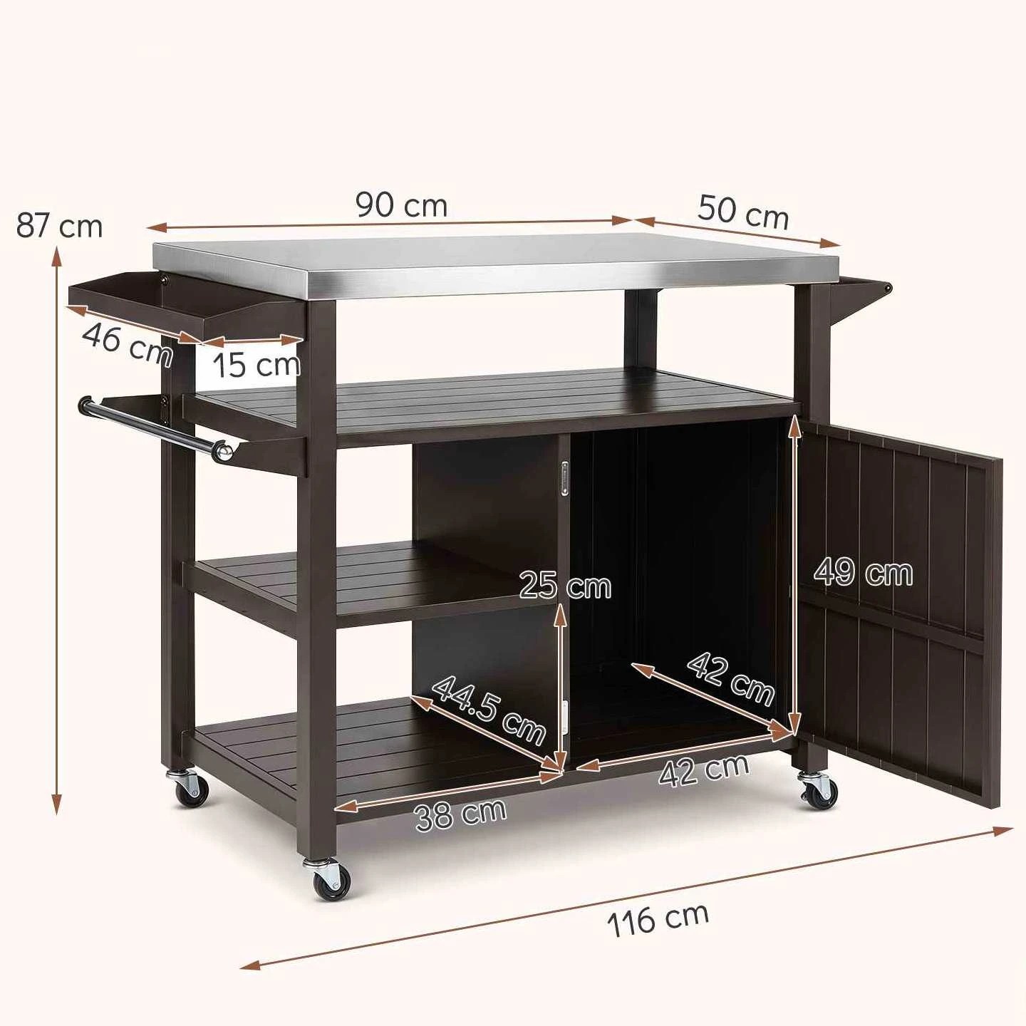 2 Costway Outdoor Grill Cart Prep Table Storage Cabinet Kitchen Island, 2 of 3