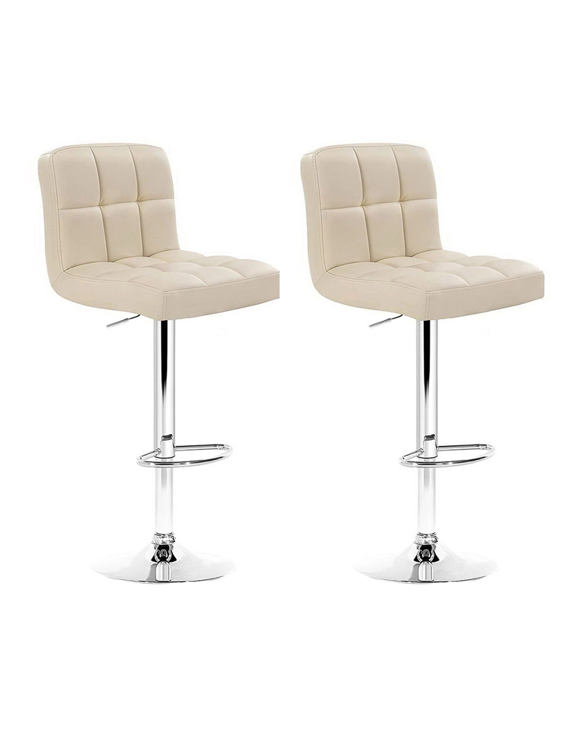 1 Artiss 2x Bar Stools Leather Gas Lift - Beige, 1 of 7