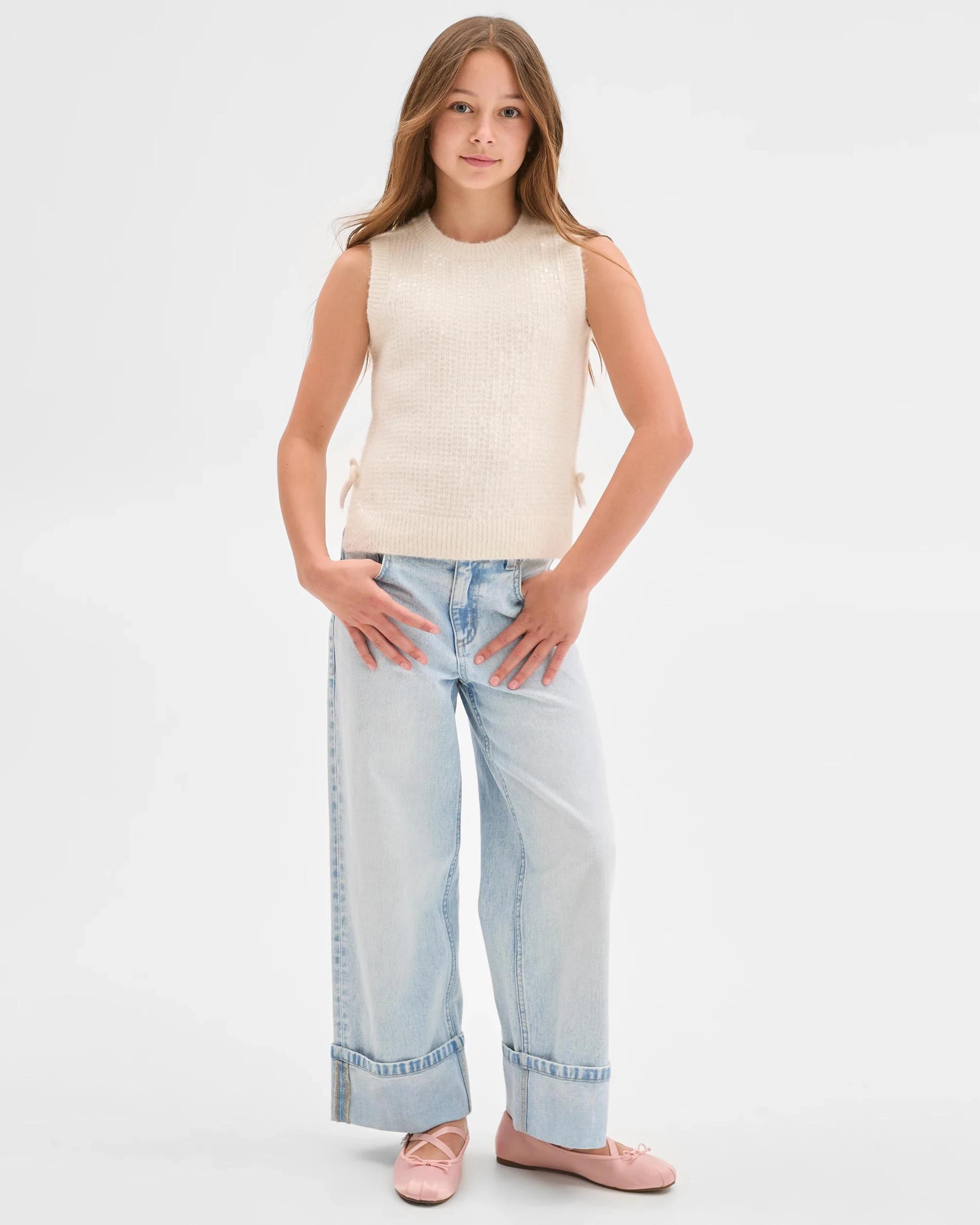 2 Target Kids Knit Sequin Vest CLOUD DANCER, 2 of 10