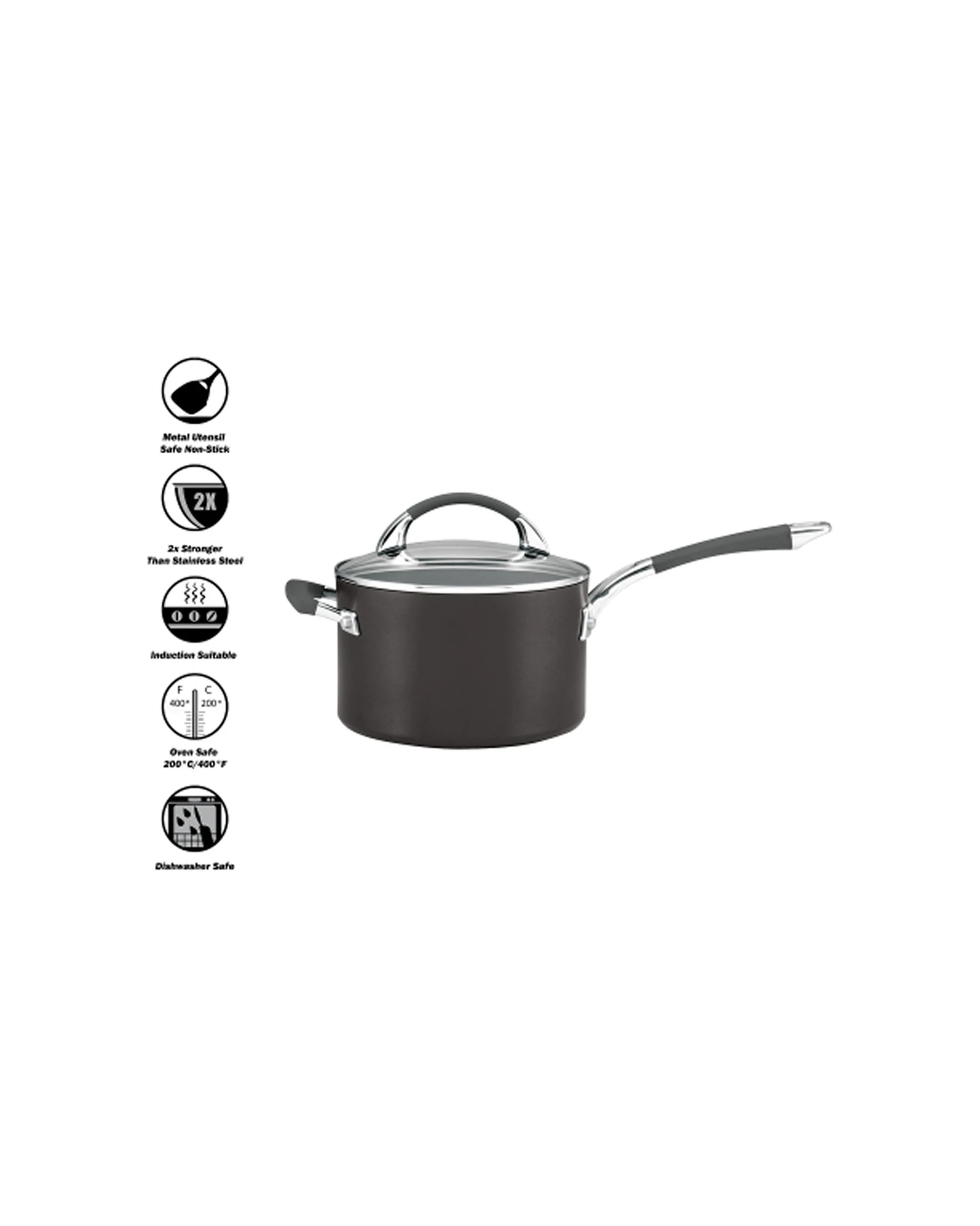 1 Anolon Endurance Plus Non-Stick Covered Saucepan 20cm 3.8l with Glass Lid - Plain, 1 of 7