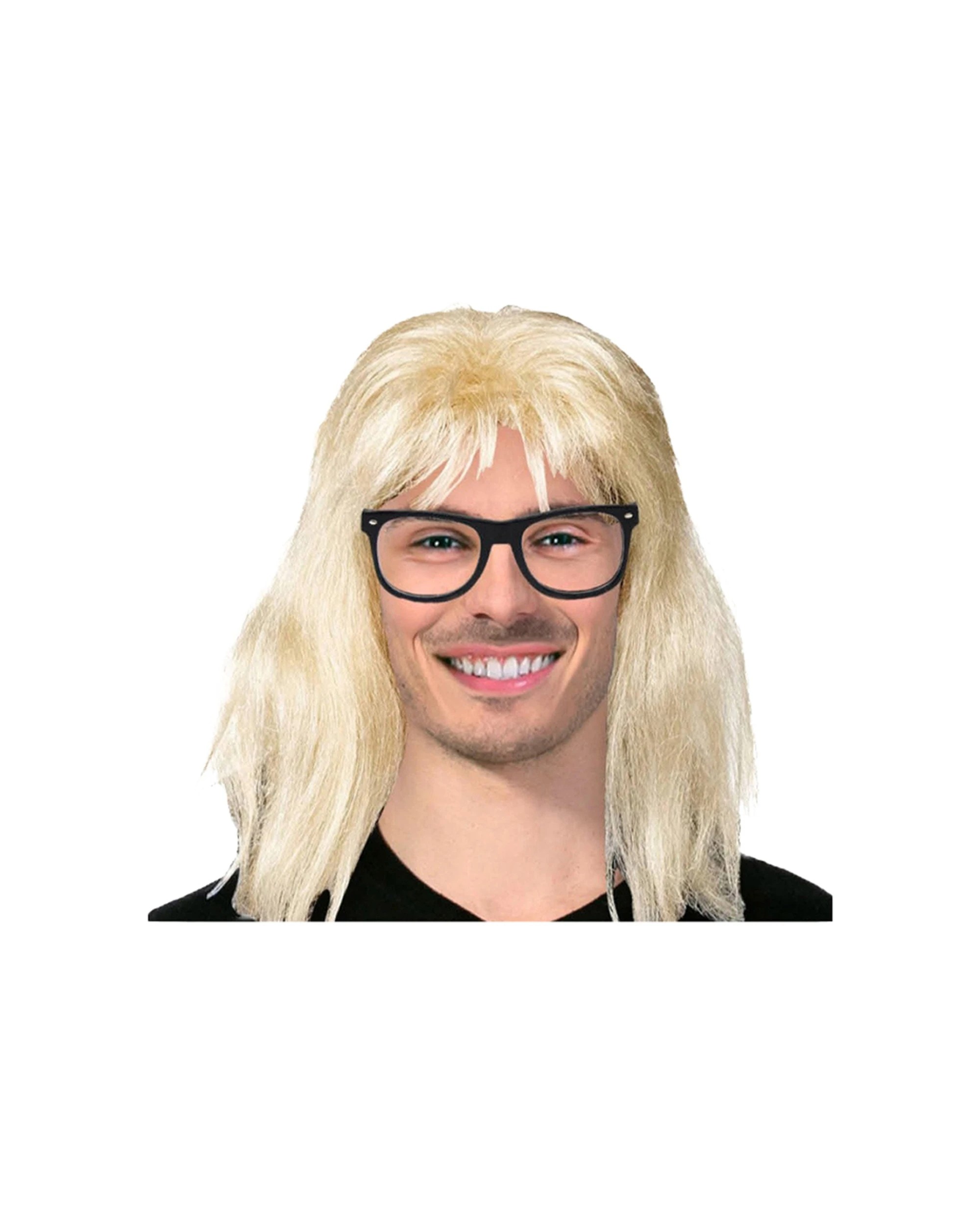 1 JD Party Mens Costume Wig Nerd Mullet Hair Blonde - Yellow, 1 of 1