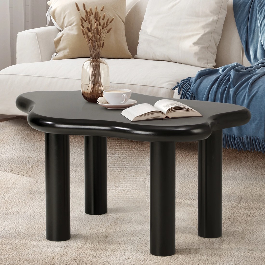 2 Oikiture Coffee Table Side Tables Sofa Cafe Desk Cloud Irregular
 - Black, 2 of 10