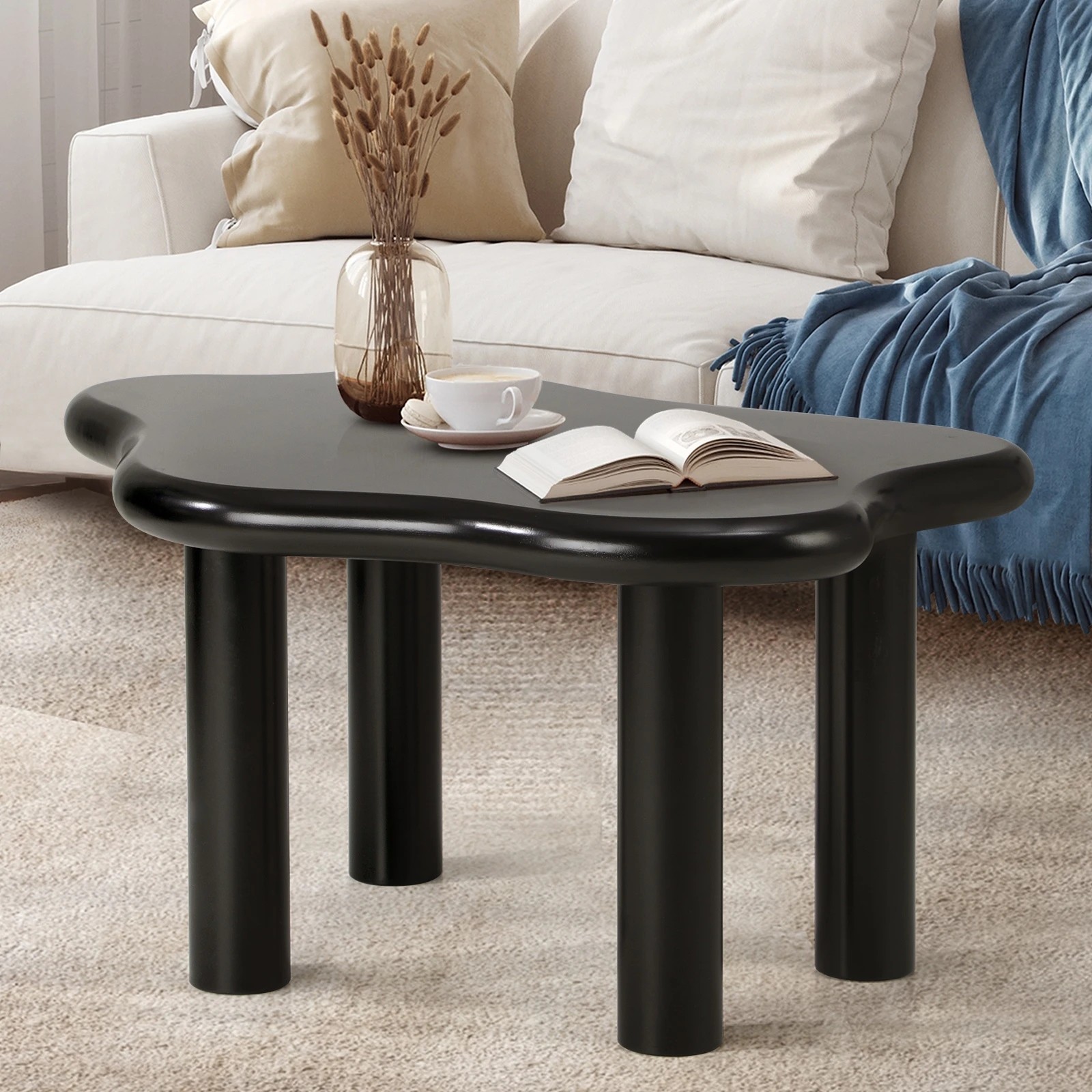 2 Oikiture Coffee Table Side Tables Sofa Cafe Desk Cloud Irregular
 - Black, 2 of 10